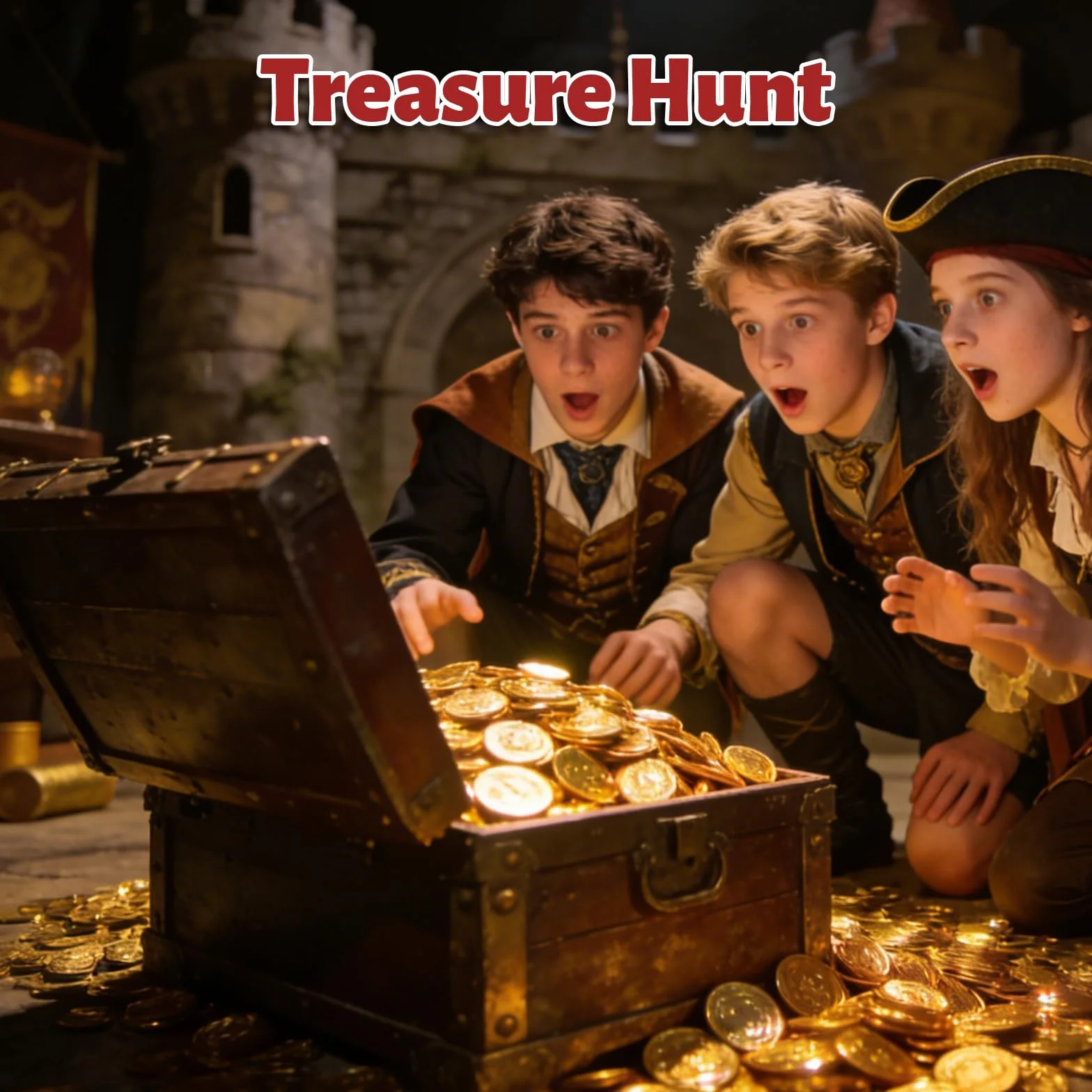 Byhoo 50 Monedas de Oro de Metal, DND, Monedas Piratas, Herramienta de Alivio del estrés, con Bolsa de cordón de Terciopelo para Juegos de Mesa, Juegos de rol, Caza de Tesoros, Piratas, Aventuras
