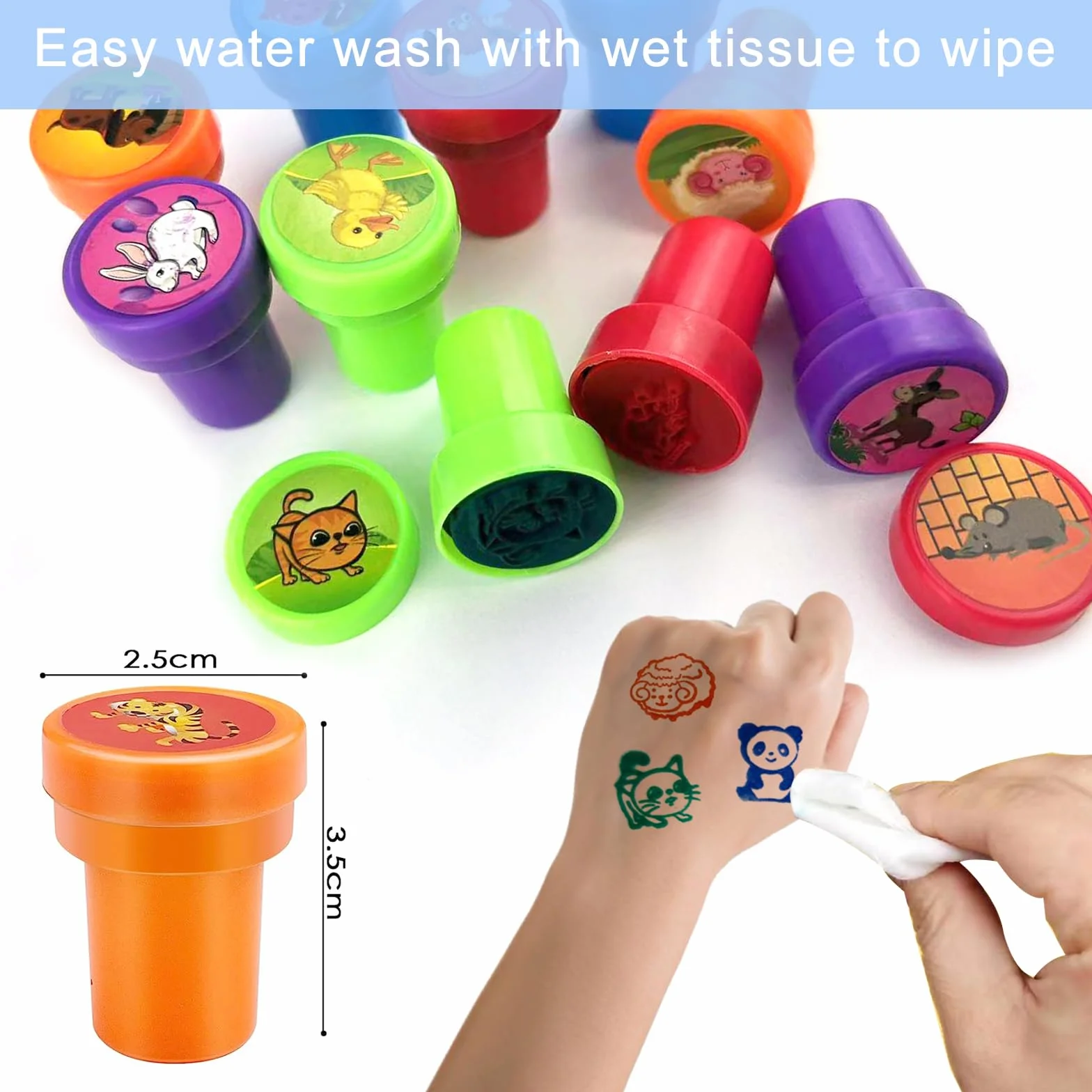 Nutabevr 30 Piezas 5 Colores Disponibles Animals Stamps Conjunto Sellos,Sellos infantiles colores,para Jugar sobre Papel Juguetes Artesanales, Fiesta Infantil Premios Escolares Regalo de Cumpleaños