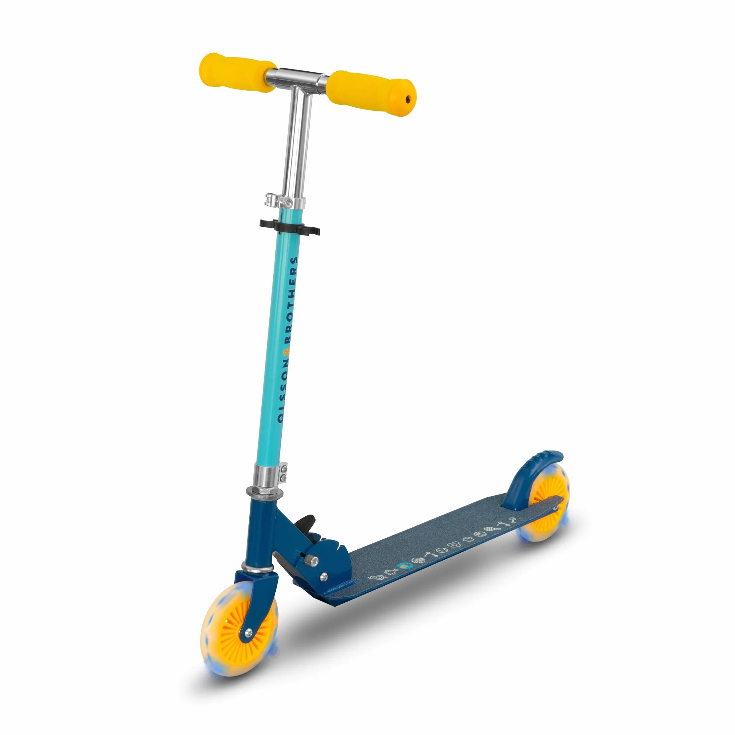 Patinete Niño con Luces LED OLSSON Rocket - Manillar Altura Regulable (70-87cm) con Giro 360º - Ruedas PU 120mm con Luces LED - Rodamientos ABEC 7 - Freno Trasero - Plegable