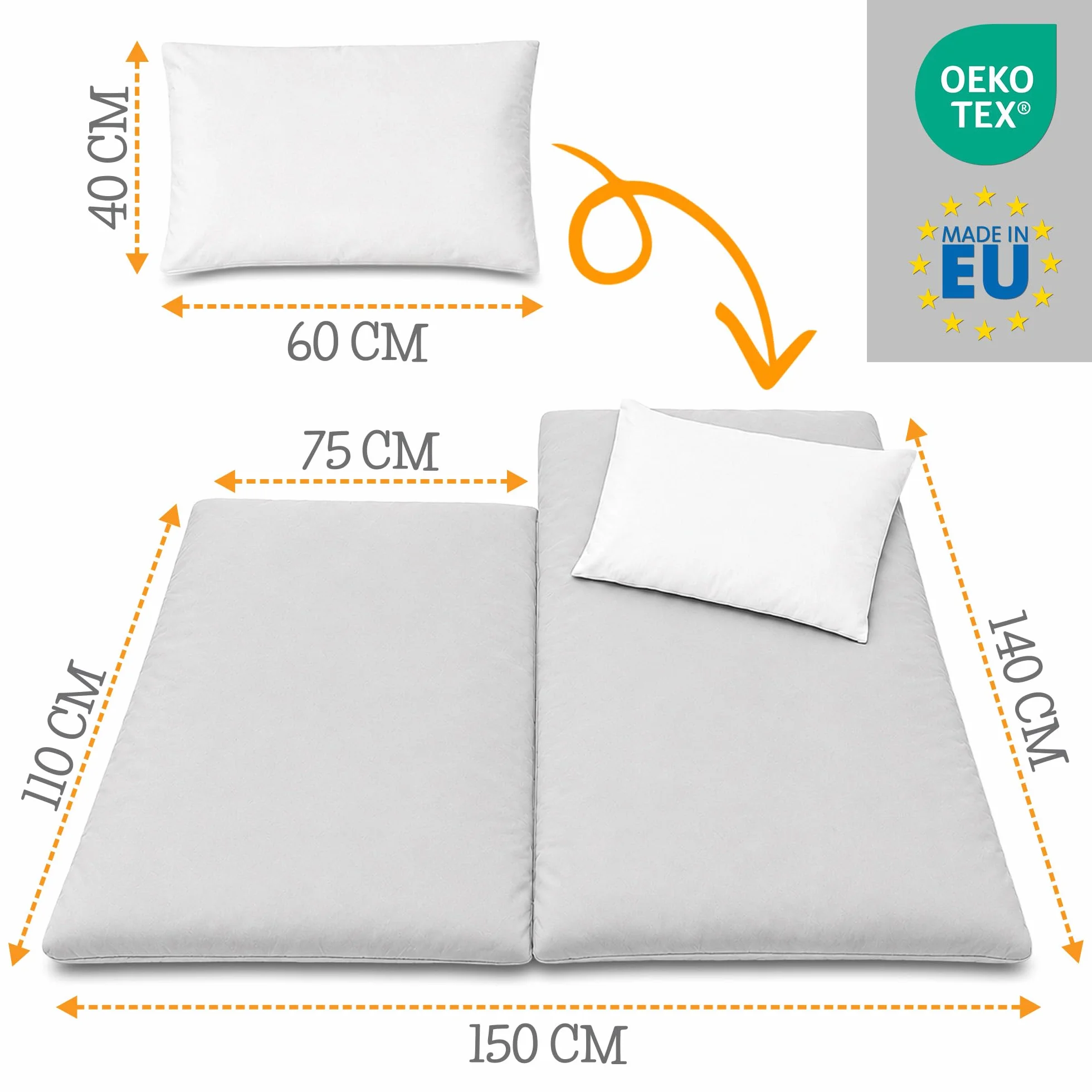 Totsy Baby Saco de Dormir Infantil con Almohada y Cremallera para bebés de 3 a 7 años - Saco de Dormir para Interiores de para guardería jardín de Infancia Oeko-Tex