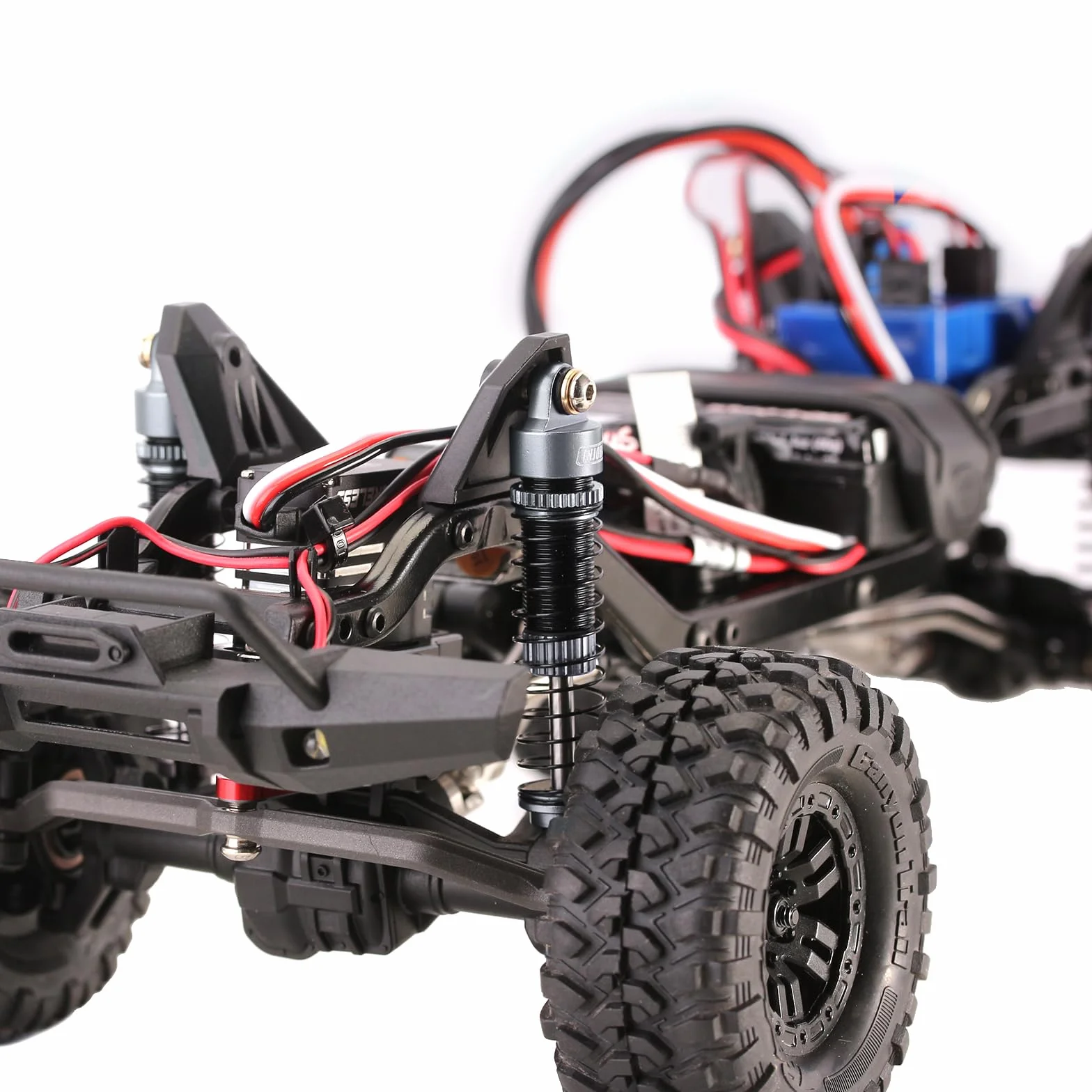 INJORA 53mm RC Choques- Aceite Amortiguador Roscado Absorbedor para TRX4M K10 High Trail Upgrade 1/18，Negro Plata