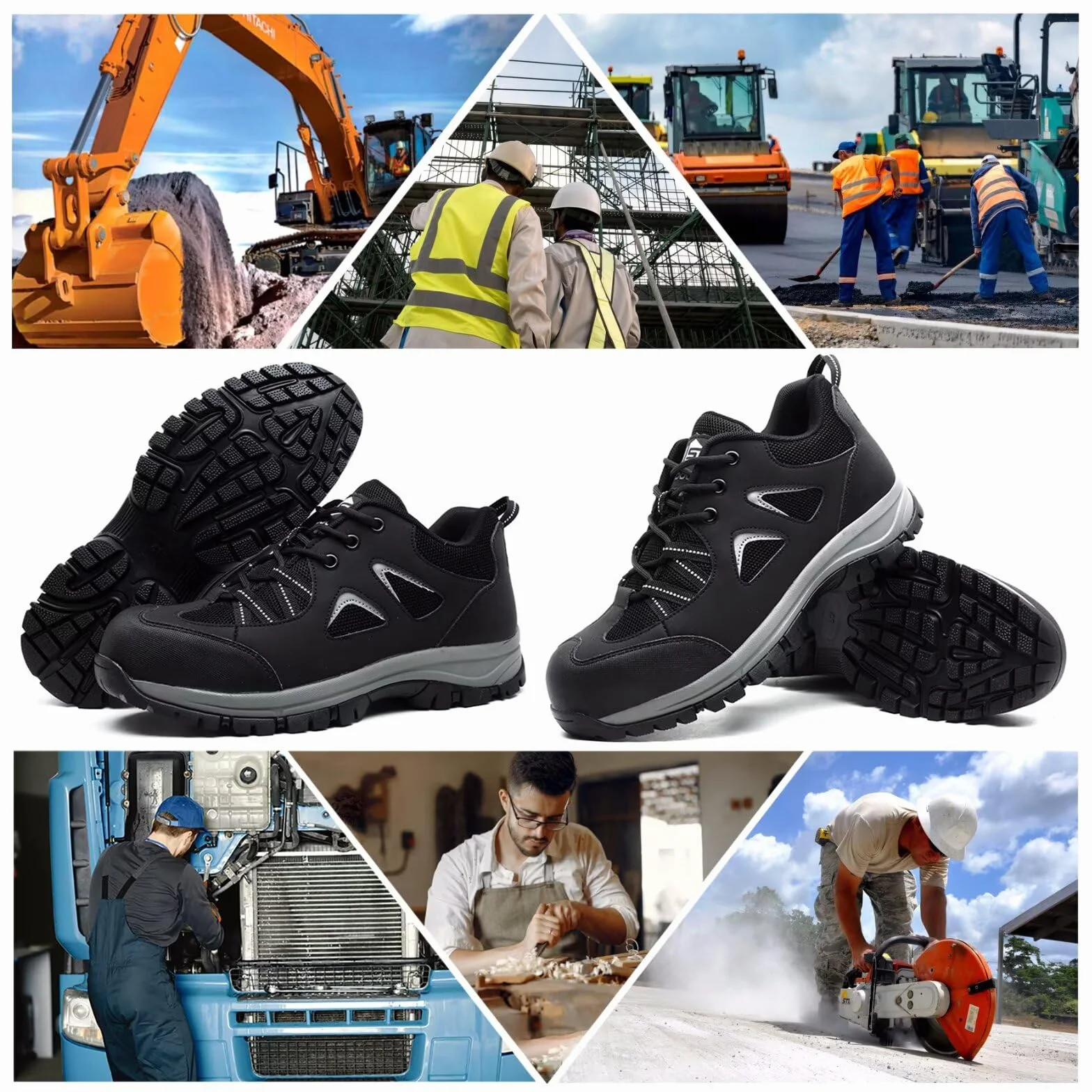 Zapatos de Seguridad Hombre Mujer Calzado de Trabajo Ligeros Antideslizante con Punta de Acero