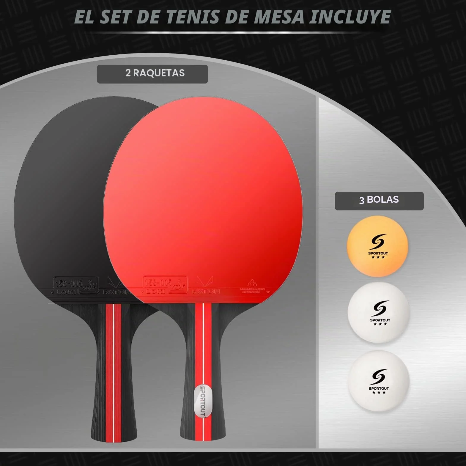 Easy-Room Juego de Raquetas de Tenis de Mesa, 2 Raquetas + 3 Pelotas, con Estuche de Transporte