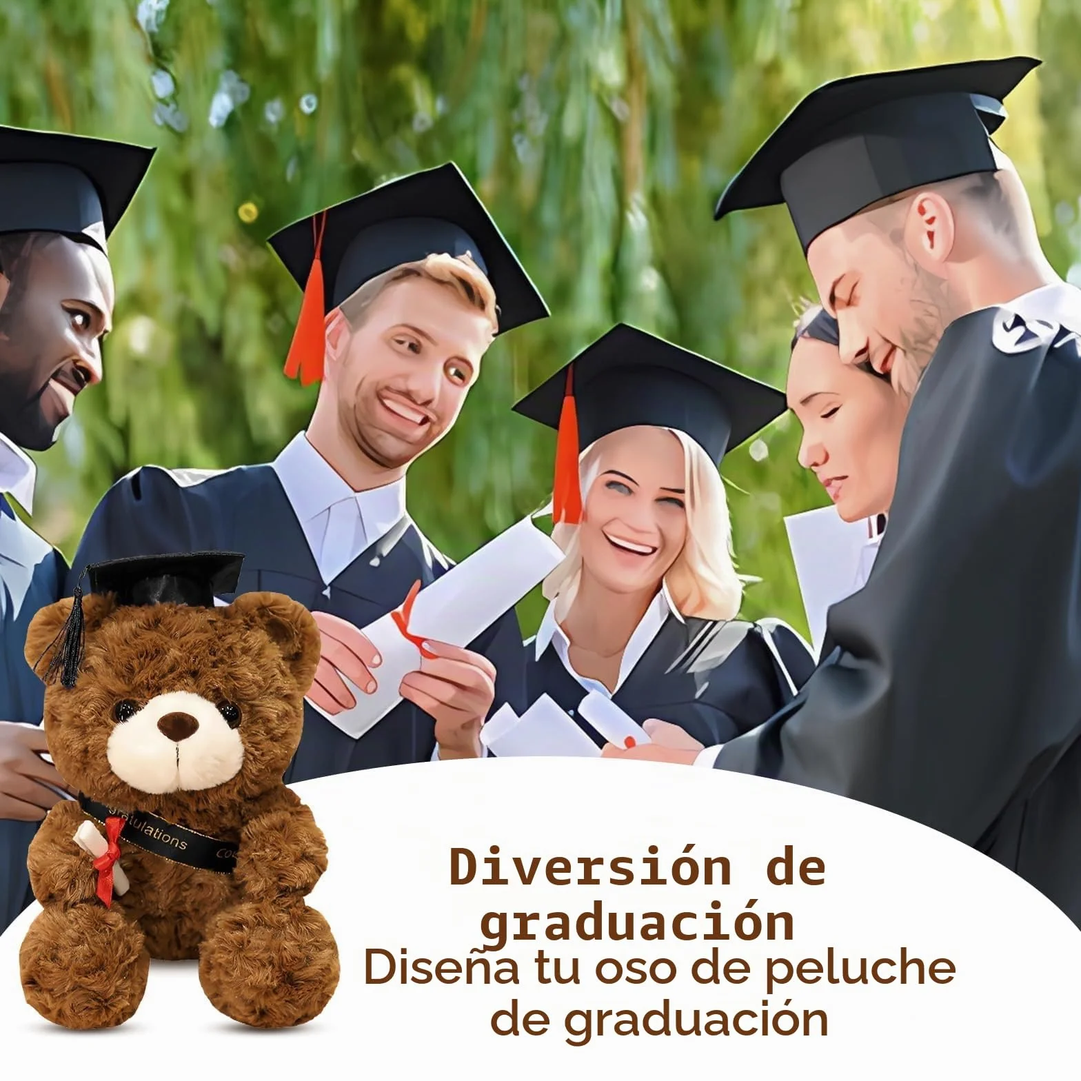 Forhome Osito de Peluche Graduación, Regalo de Bachiller Aprobado,Regalo de Bachiller, Examen Aprobado (B)