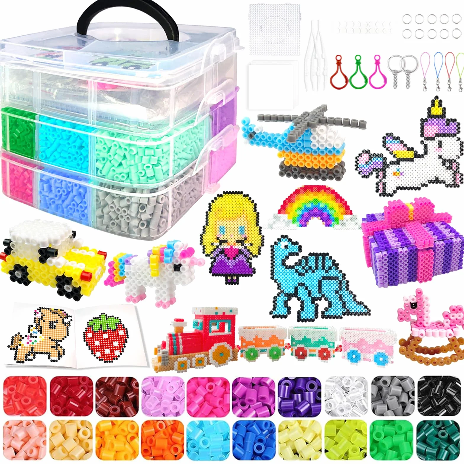 Cuentas Para Planchar, 11000 Piezas 5MM Abalorios Fusibles de 20 Colores Set con Caja de Almacenamiento, Guía del Usuario, Diseño DIY de Joyas.Kit Manualidades Niños, Regalo Navidad y Cumpleaños