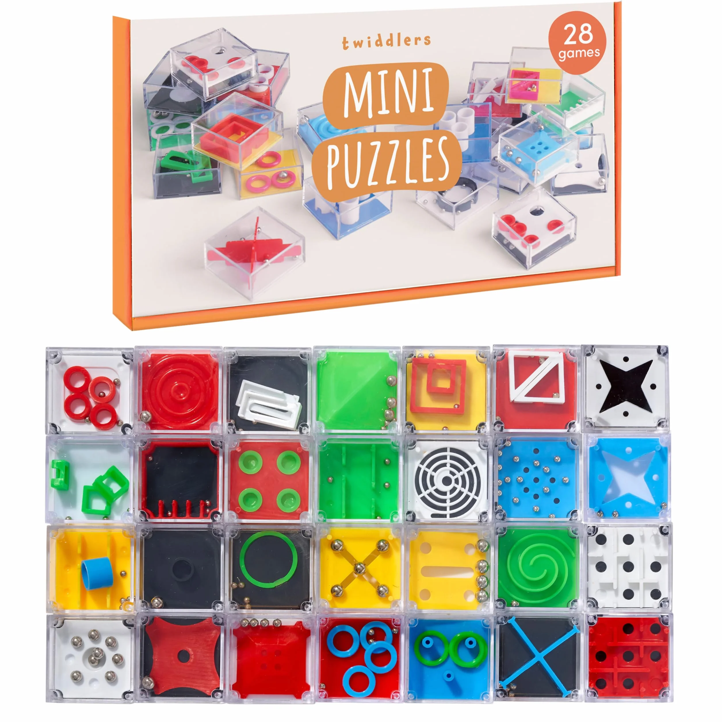 THE TWIDDLERS - 28 Mini Juegos de Rompecabezas para Niños - Rompecabezas en Forma de Cubo Regalar en Fiestas de Cumpleaños y Regalos Comunion para Invitados