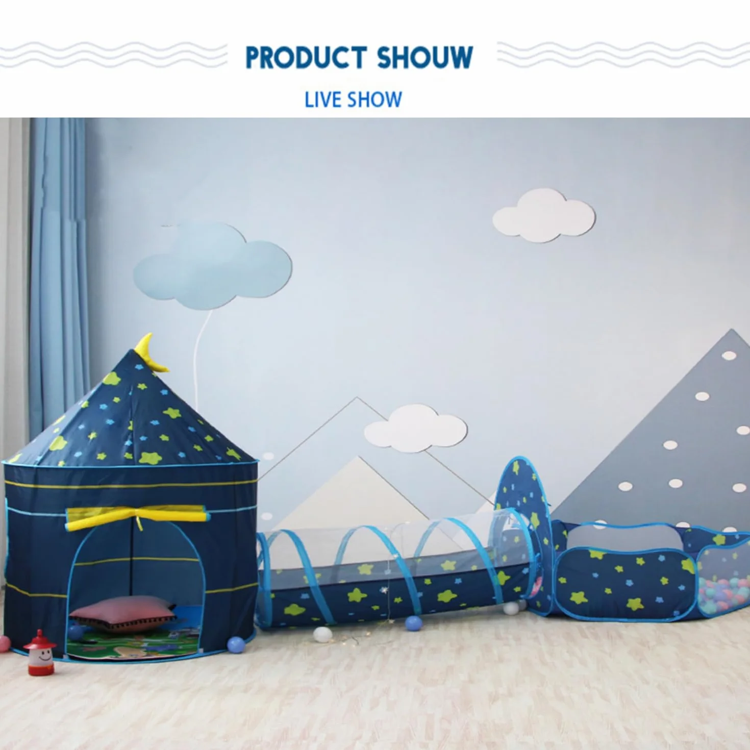 Tunel de Juego Infantil, Tienda campaña Infantil, Carpa Infantil con túnel y Piscina de Bolas, Casa de Juegos 3 y 1 para niñas y niños, Almacenaje Plegable