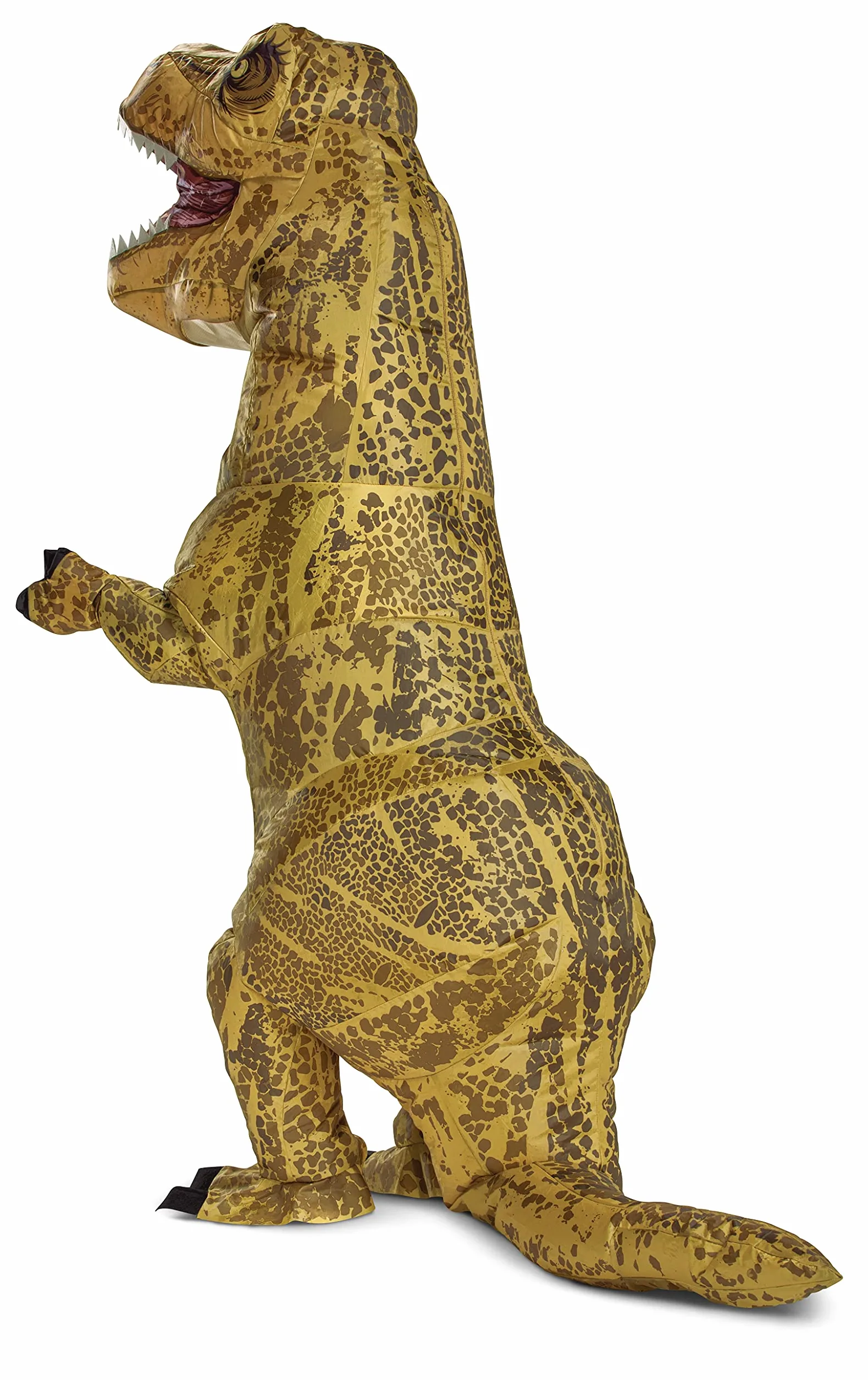 Jurassic World T-Rex Disfraz de dinosaurio inflable para niños, tamaño infantil, mono expandible operado por ventilador multicolor