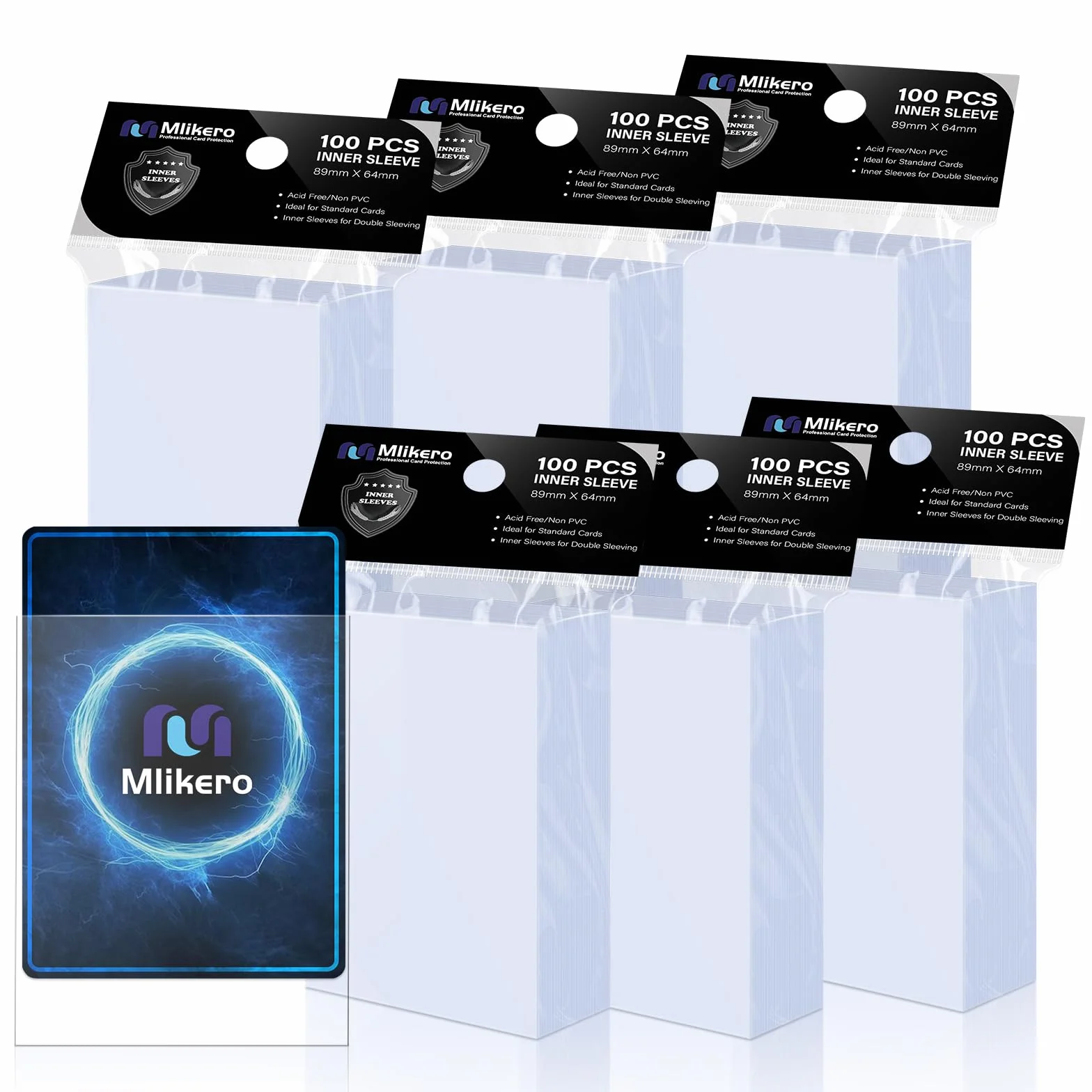 Mlikero 600 Paquete de Fundas Cartas, Perfect Fit Inner Card Sleeves, Funda Cartas para Cartas de Comercio, Cartas de Deportes