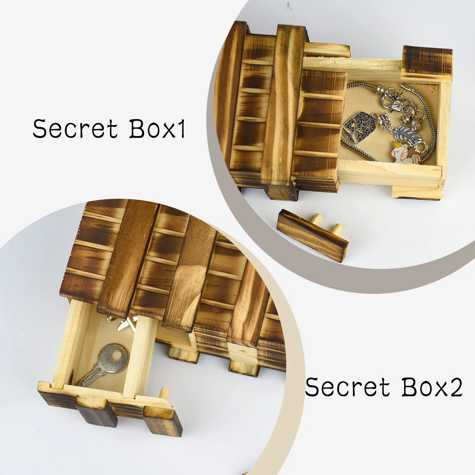 Caja Secreta Rompecabezas Madera, Caja Mágica Rompecabezas de Madera con 2 Compartimentos, Juegos de Logica Inteligencia, Caja Secreta Puzzles para Adultos Niños