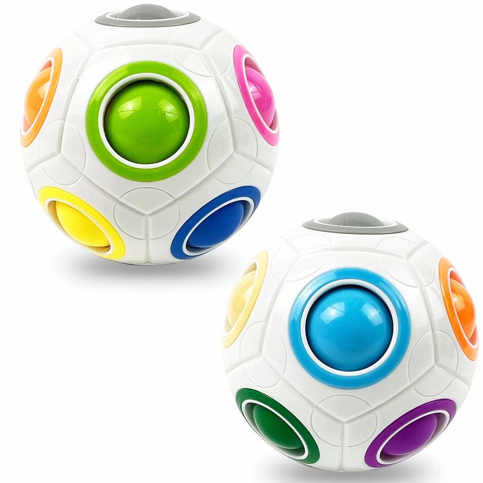 Magic Rainbow Ball 3D Puzzle Ball para Niños y Adultos Juego de Habilidad 2 Pack Blanco
