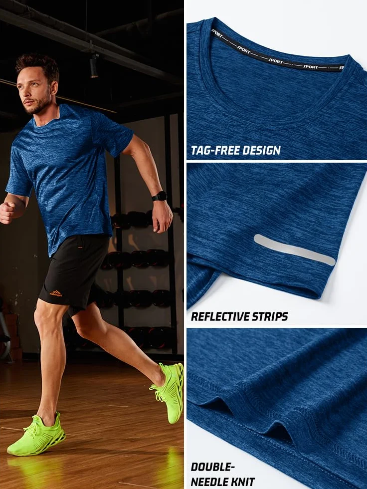 Camiseta de Secado Rápido para Hombre Manga Corta Deportiva Transpirable Verano Correr Fitness KEFITEVD