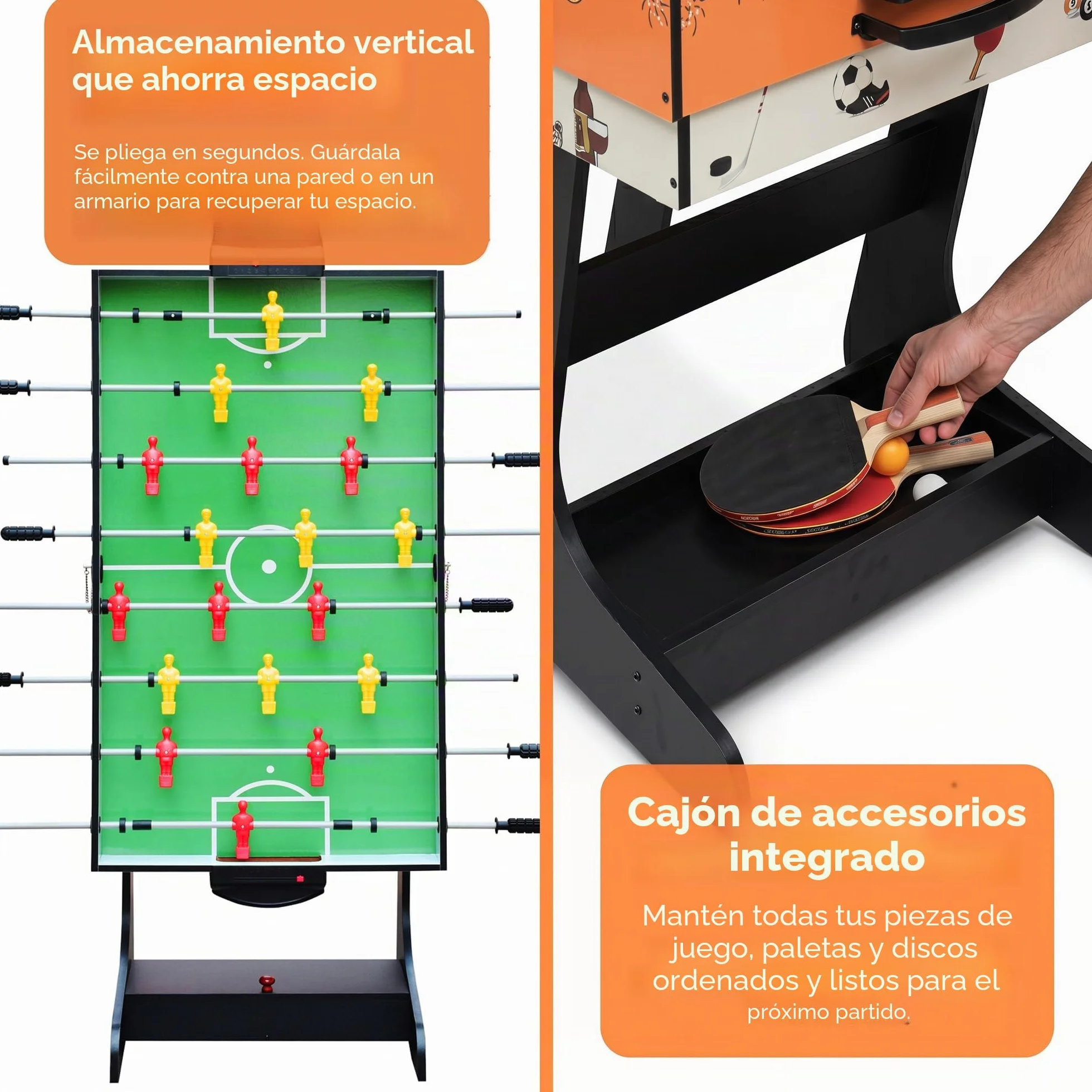 OYE Juego de mesa plegable 8 en 1 de 4 pies tablero de fibra de densidad media