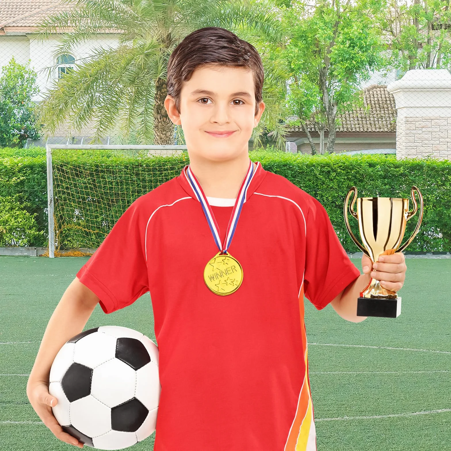 PLULON Medallas de Ganador de Plástico Bronce Dorado Plateado con Cintas para el Cuello