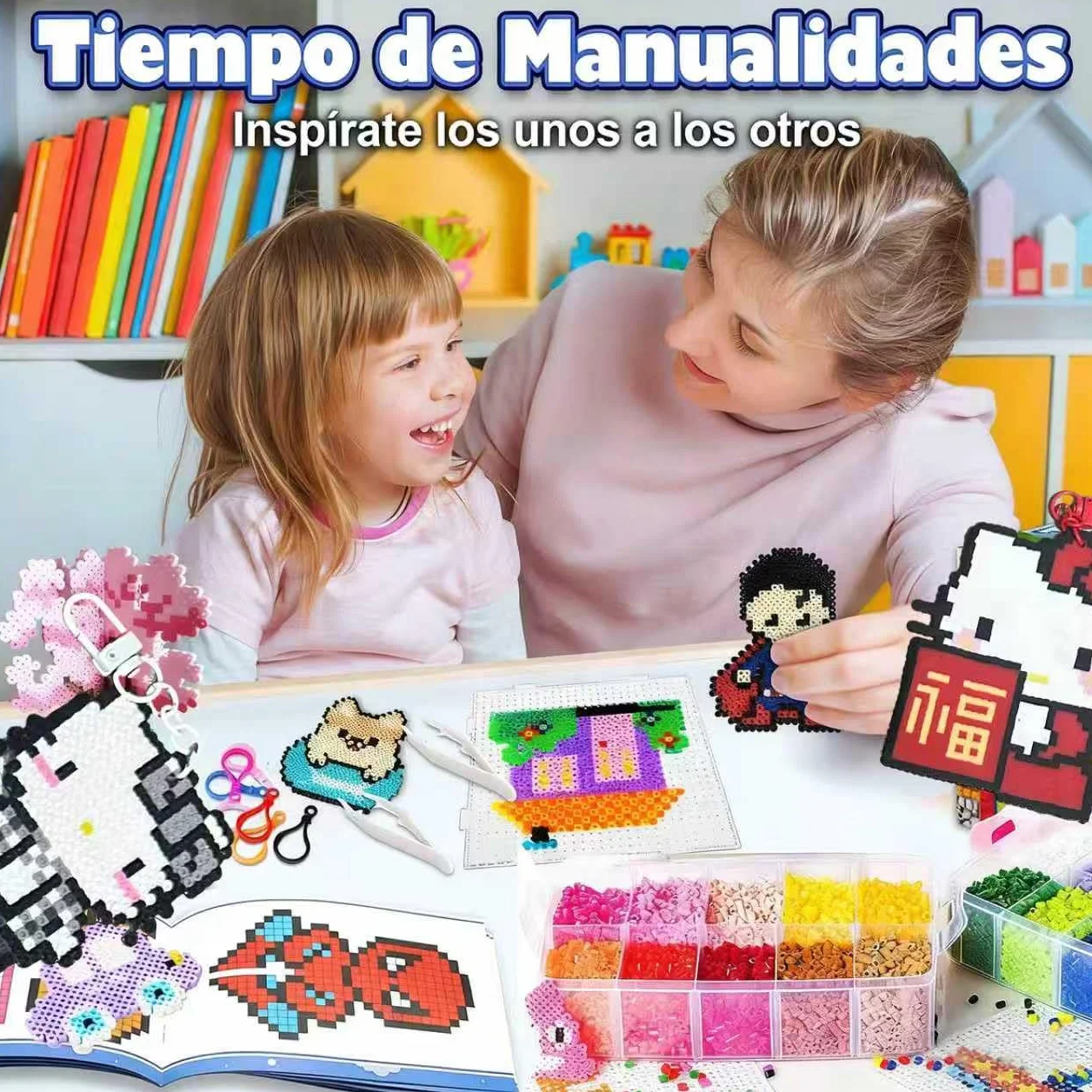 29000 Piezas Cuentas para Planchar 2.6mm, 72 Colores 70 Patrones, Kit Manualidades Hama Beads Mini para Niñas Niños Adultos, Set Completo con Papel de Planchar y Plantillas, Regalo Cumpleaños