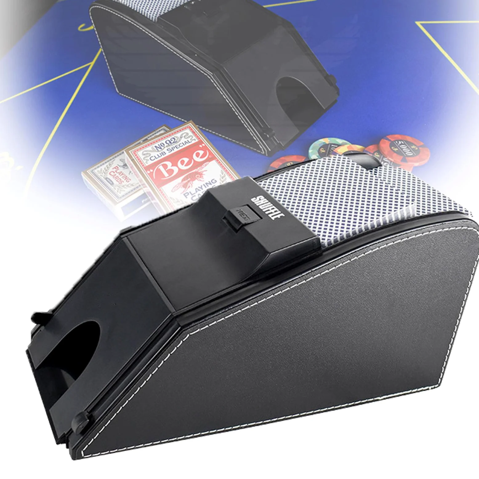 Distribuidor de Cartas automático, máquina de Reparto Aleatorio Profesional 2 en 1 para 1-2 Barajas, Zapatilla de máquina de póquer para Solitario, Tarjetas de plástico