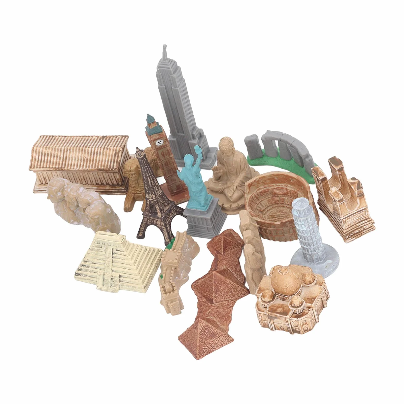 17 piezas miniatura antiguo edificio juguetes alrededor del mundo miniaturas de la ciudad edificio pirámide egipcia maqueta de juguete antiguo de Egipto