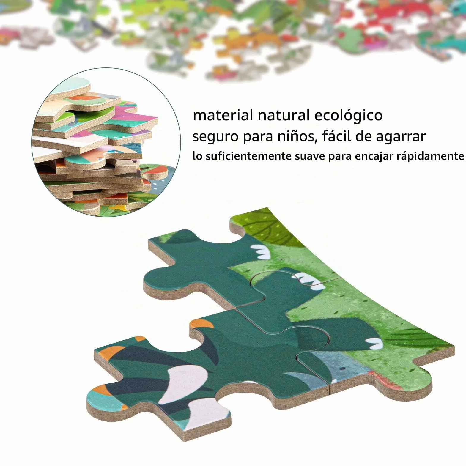 BBLIKE Puzzle Infantil de para niños Rompecabezas de Animales, puzle de 5 imágenes, Adecuado para niños y niñas a Partir de 3, 4 y 5 años (Dinosaurio)