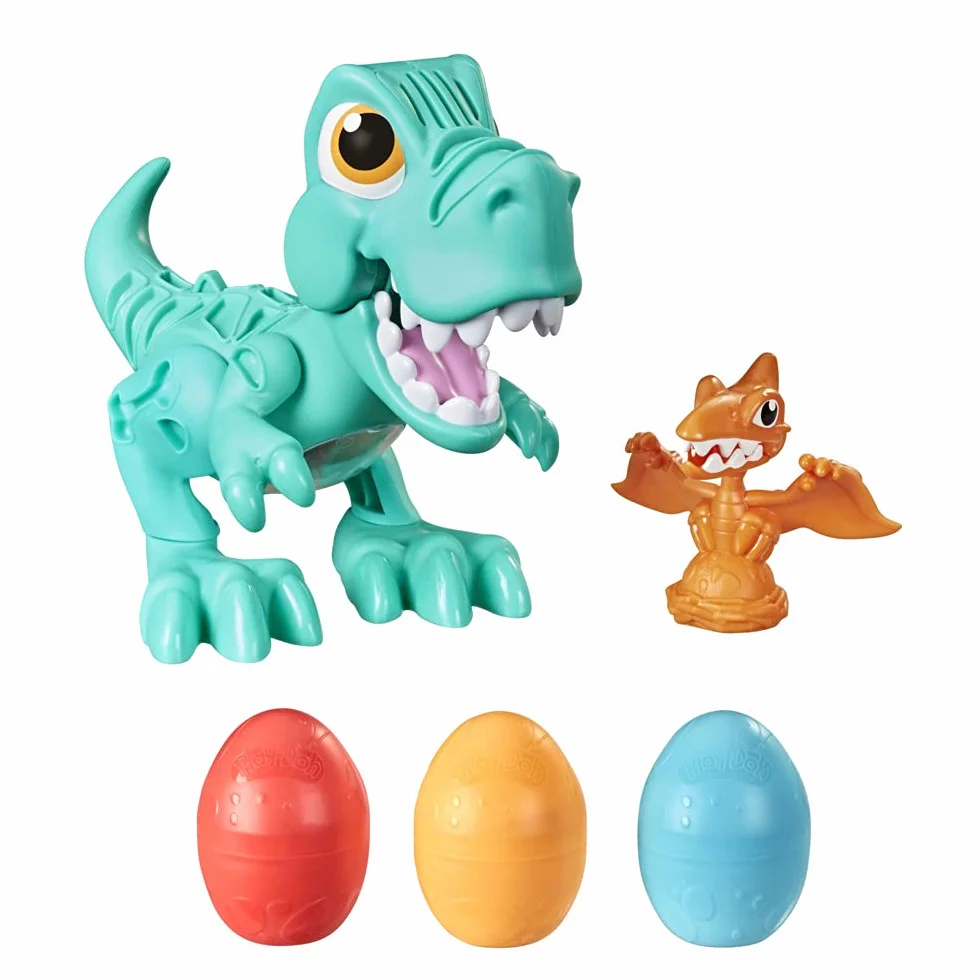 Play-Doh Rex el Dino glotón con Sonidos de Dinosaurio y 3 Huevos