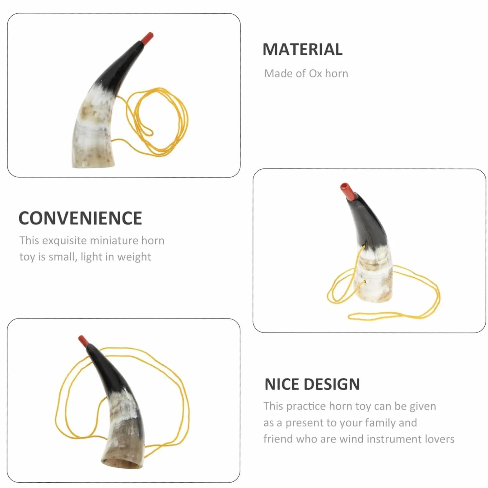 De Cuerno Vikingo, Accesorio Musical Portátil para Trompeta De Al Aire Libre | Construcción De Bocina Pulida Natural De 210 G, Equipo De Efectos De Sonido Animador Juegos De