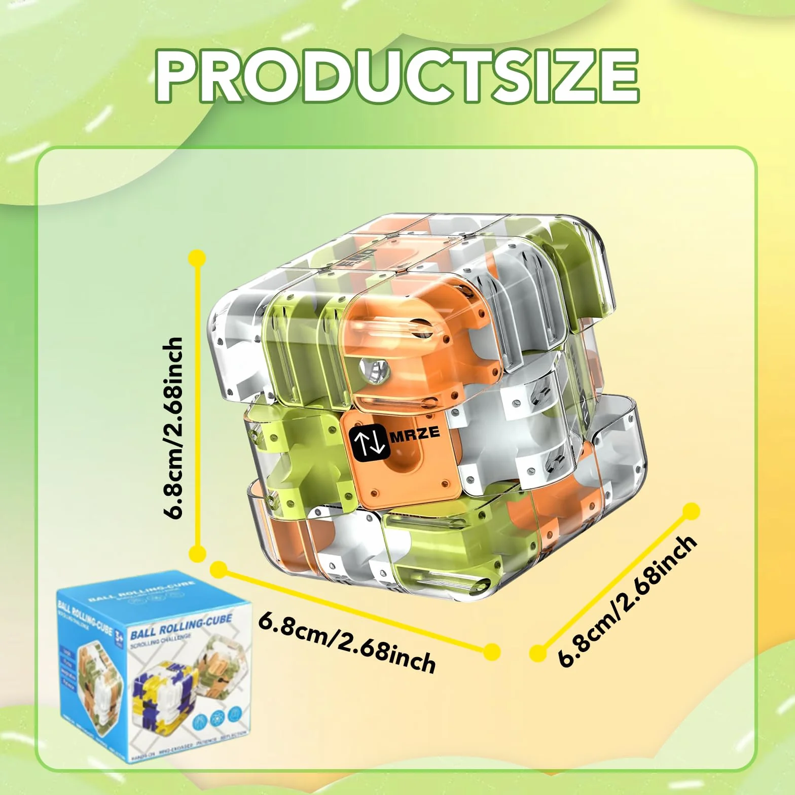 Laberinto de Bolas 3D Grande Rompecabezas Cubo Labyrinth Maze Juguete Educativo para Aliviar el Estrés Naranja
