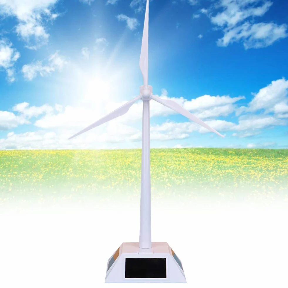 Modelo de Molino de Viento Solar de Ciencia, Modelo de Edificio de Energía Solar Delicado Juguete Turbina Eólica Juguete Educativo Temprano para Niños, Plástico, con Soporte de Pantalla y Placa