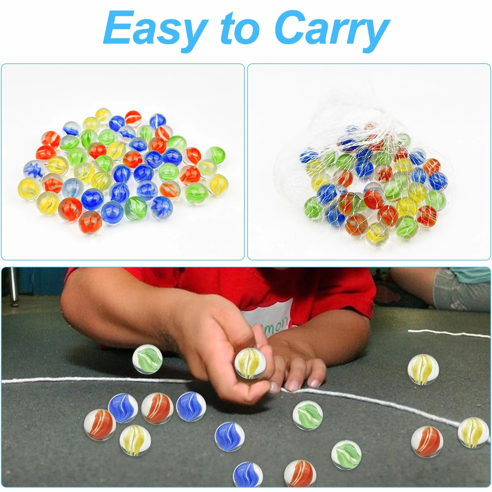 Set de 150 Canicas de Cristal, Grandes para Juguete, Juego, Pescado y Decoración de Plantas - Diámetro 16 mm