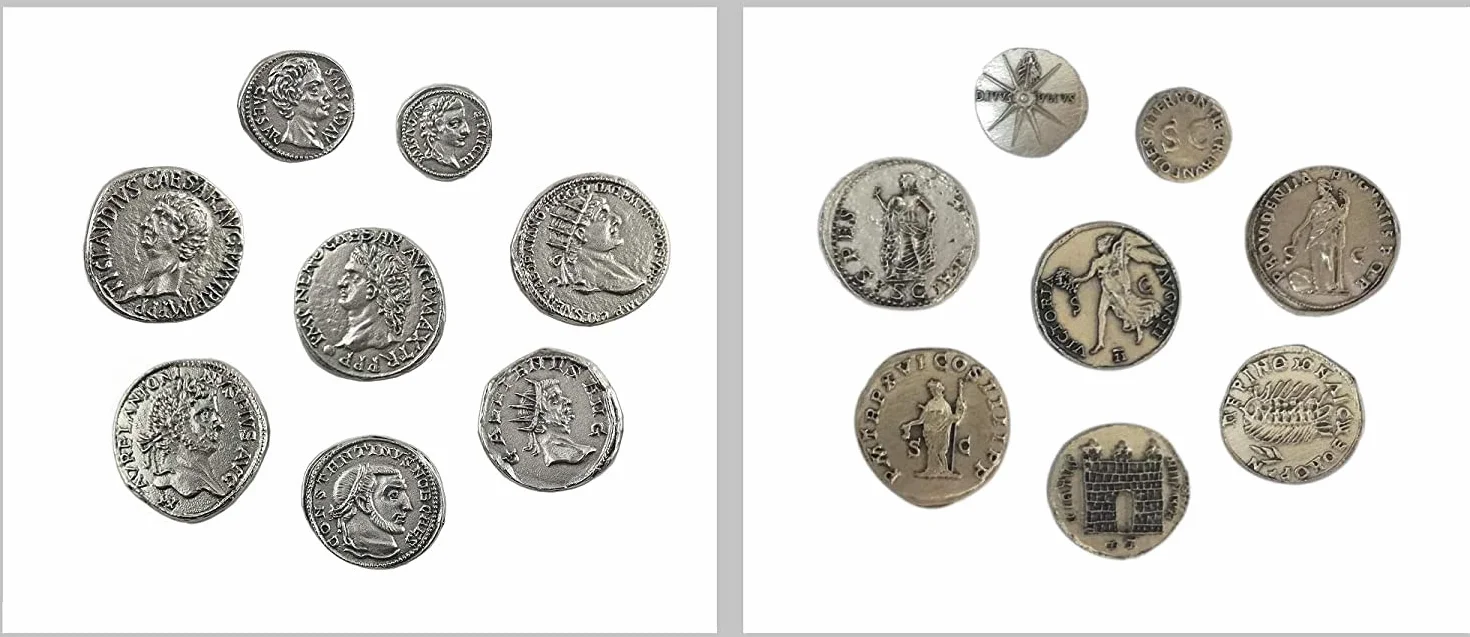 Eurofusioni Monedas Romanas Imperiales chapada Plata - Set 8 Emperadores Antigua Roma