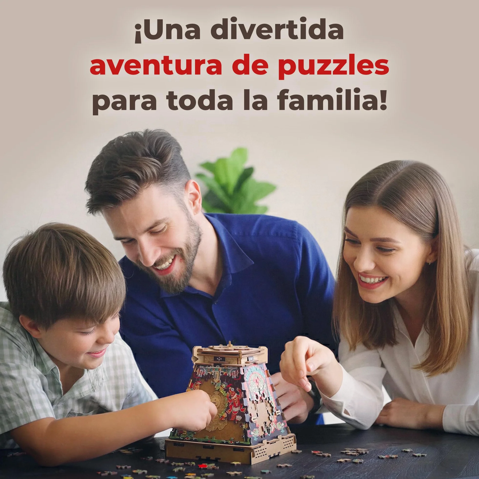 iDventure Cluepuzzle Pirámide de Sol - Juego de Escape Room con rompecabezas de Jigsaw - Puzzle de madera 3D - Caja de regalo - Cofre del tesoro - Caja de rompecabezas secuencial para adultos - Regalo
