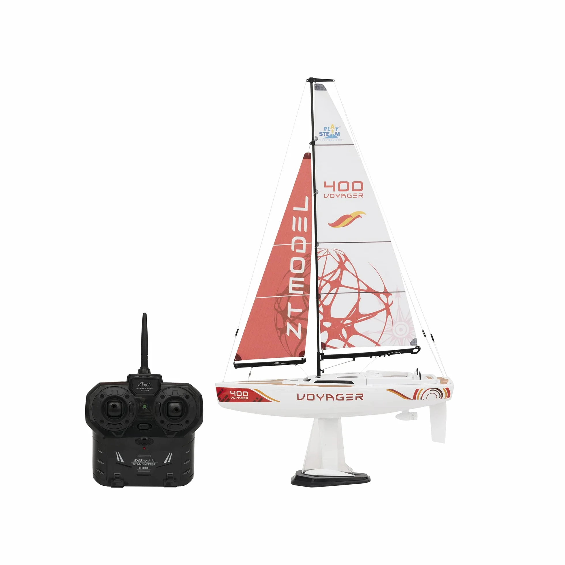 Voyager400 Barco de Vela RC 2,4GHz con Motor en Rojo - 66 cm de Alto