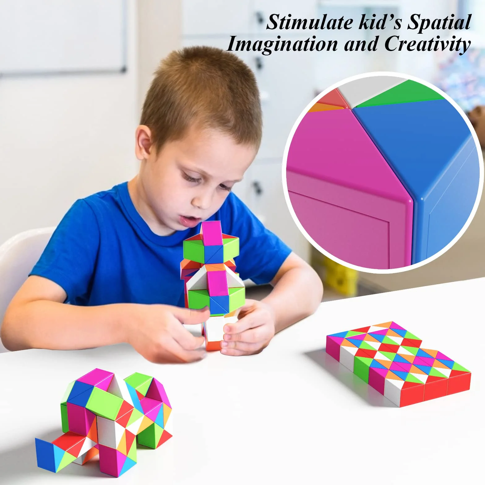 ROXENDA Magic Snake Cube 60 Segmentos Puzzle Games IQ Toy para Niños y Adultos
