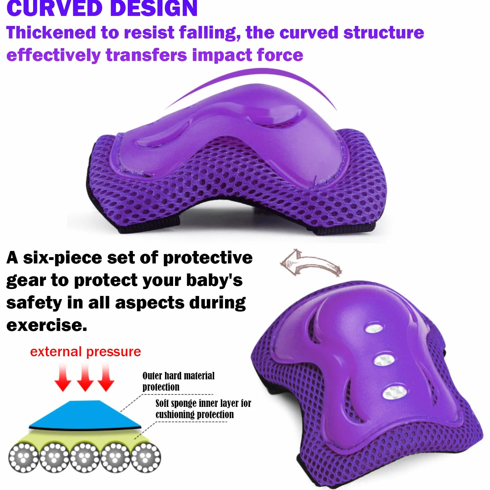 JSTHHTT Set 6 Piezas Protecciones Patines Niño Niña Rodilleras Coderas Muñequeras