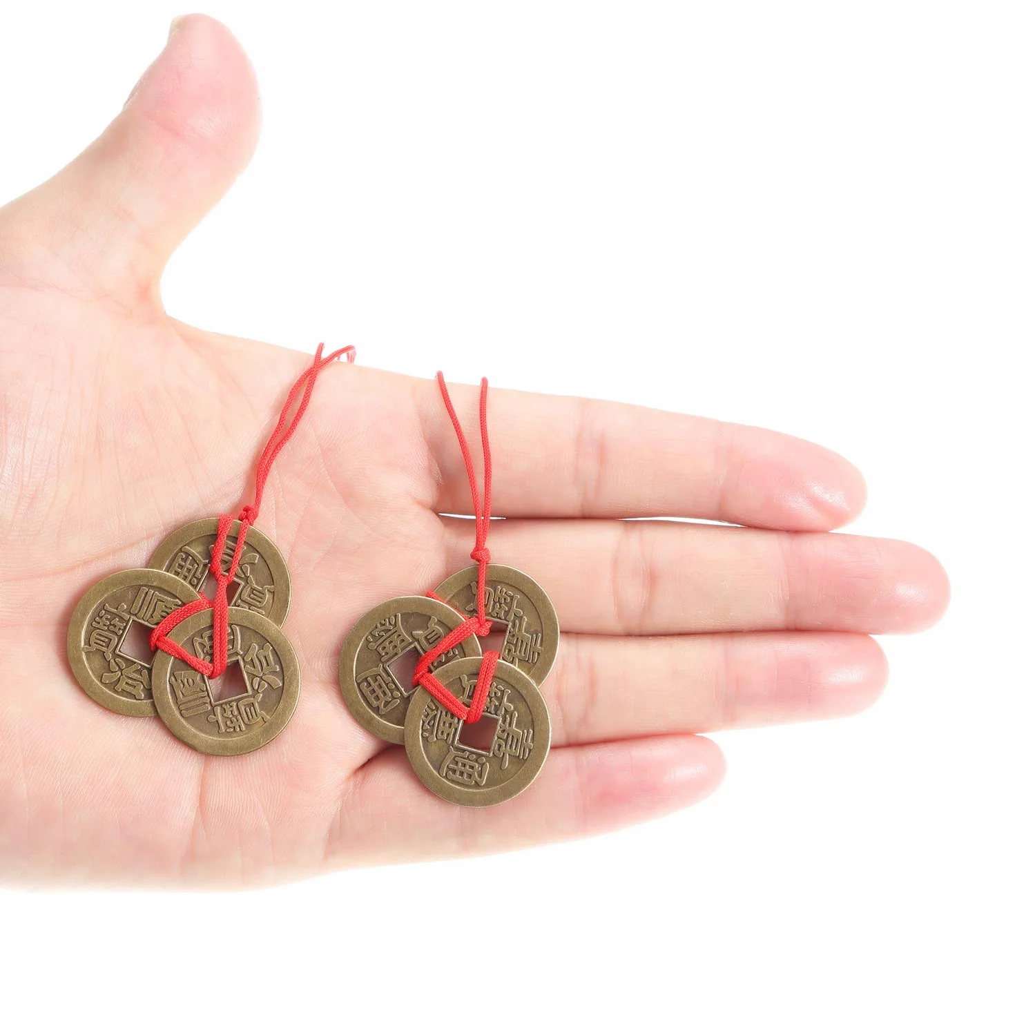 50 Piezas 1 Pulgada de Moneda Feng Shui China Moneda I Ching y 5 Juegos de Moneda de Riqueza con Cuerda Roja para Riqueza y Buena Suerte