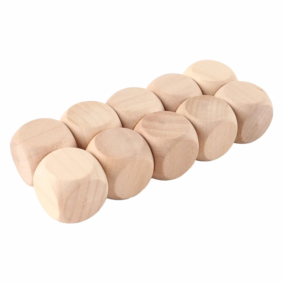 Sarini 10 Dados De Madera De 20 Mm, Redondos, Lisos, De Seis Caras, Sin Pintar, Para Enseñanza DIY, Recursos Creados, Enseñanza De Juegos.