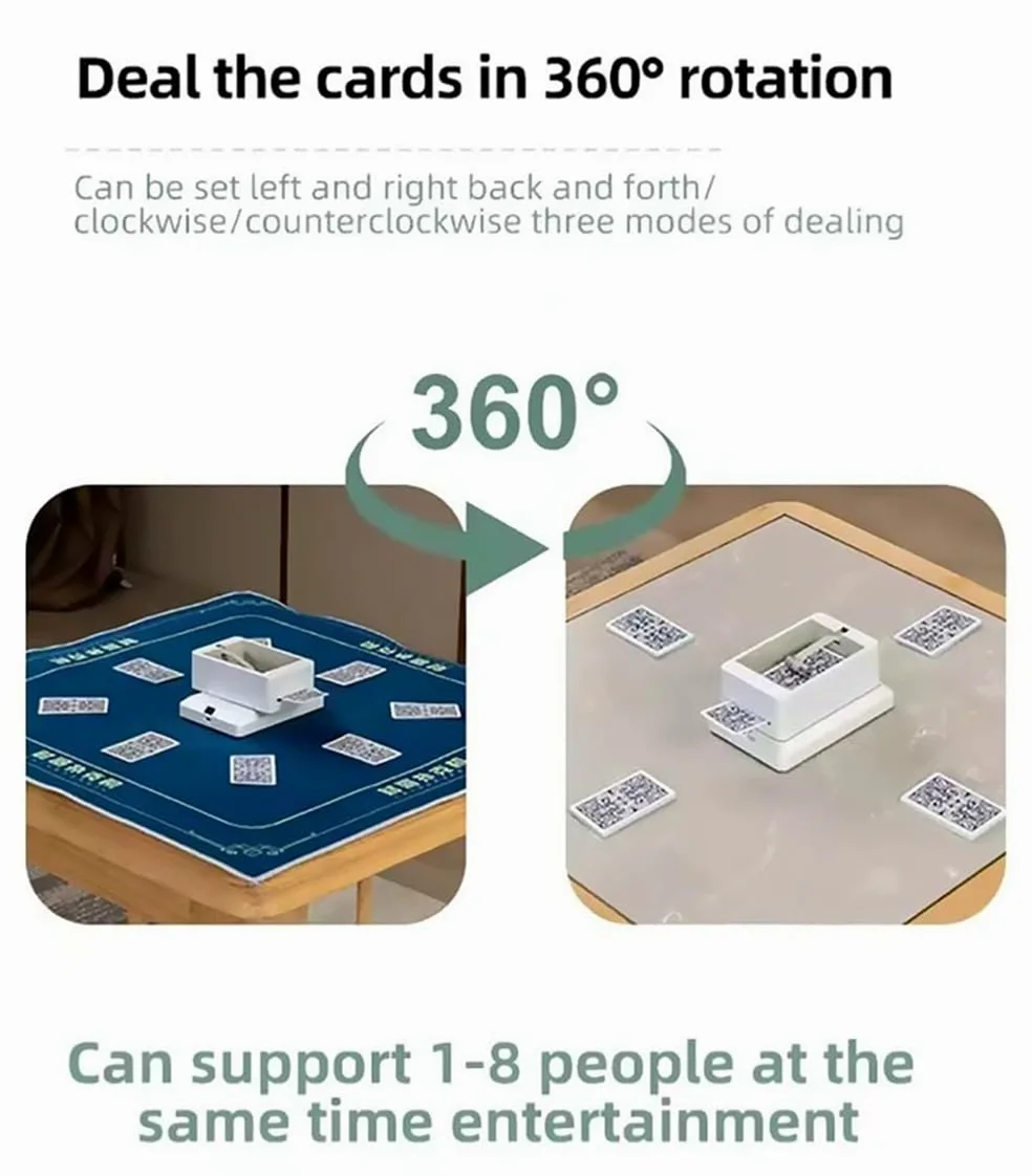 Distribuidor de Cartas Automático Inteligente, Repartidor de Cartas Giratorio, Máquina Automática de Repartidor de Cartas de Póquer para 1-8 Jugadores