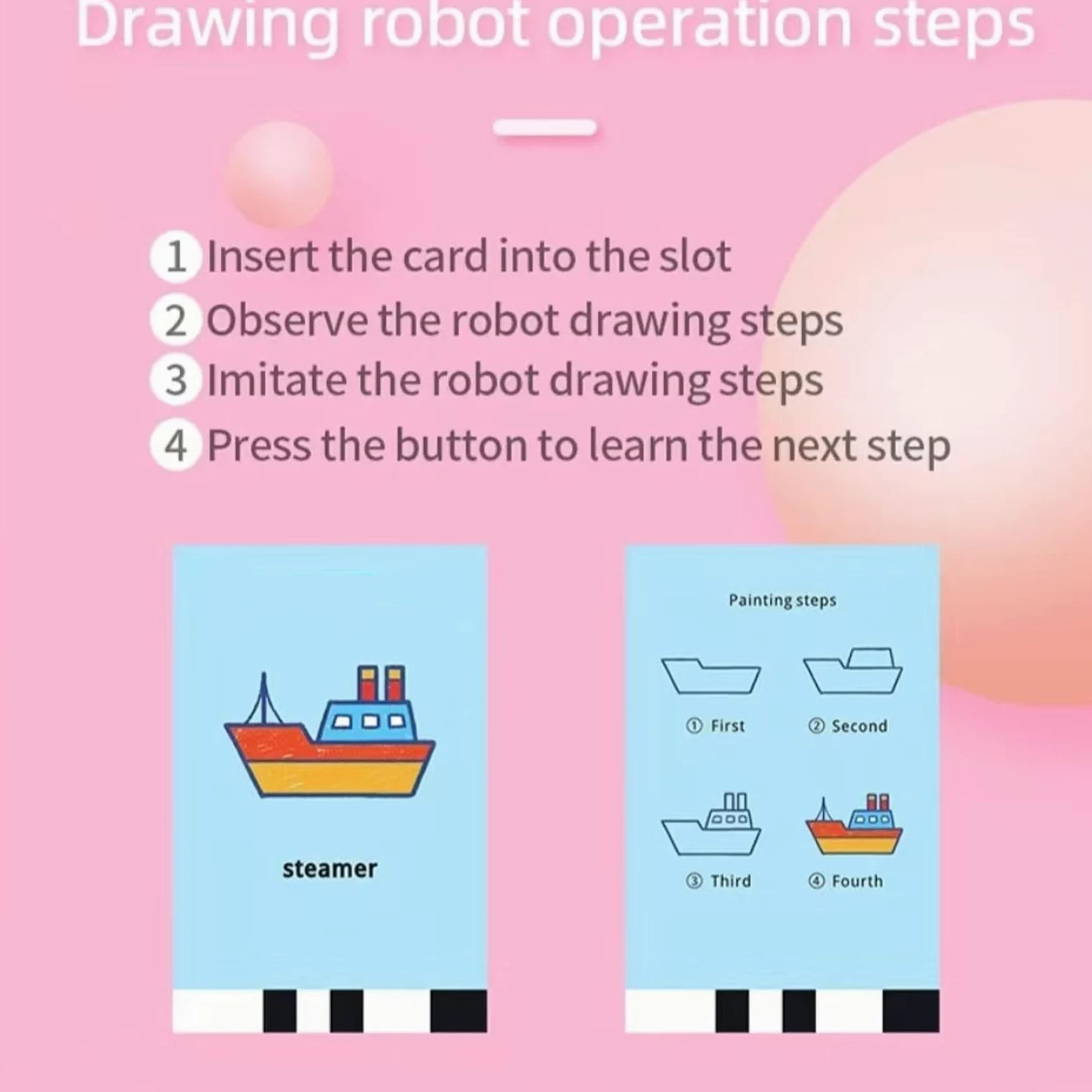 FILFEEL Robot de Dibujo para Niños – Máquina de Dibujo Educativa Interactiva con 100 Tarjetas y 14 Bolígrafos – No Requiere Aplicación, Construcción de ABS, Ideal para Iluminación Artística, (Pink)