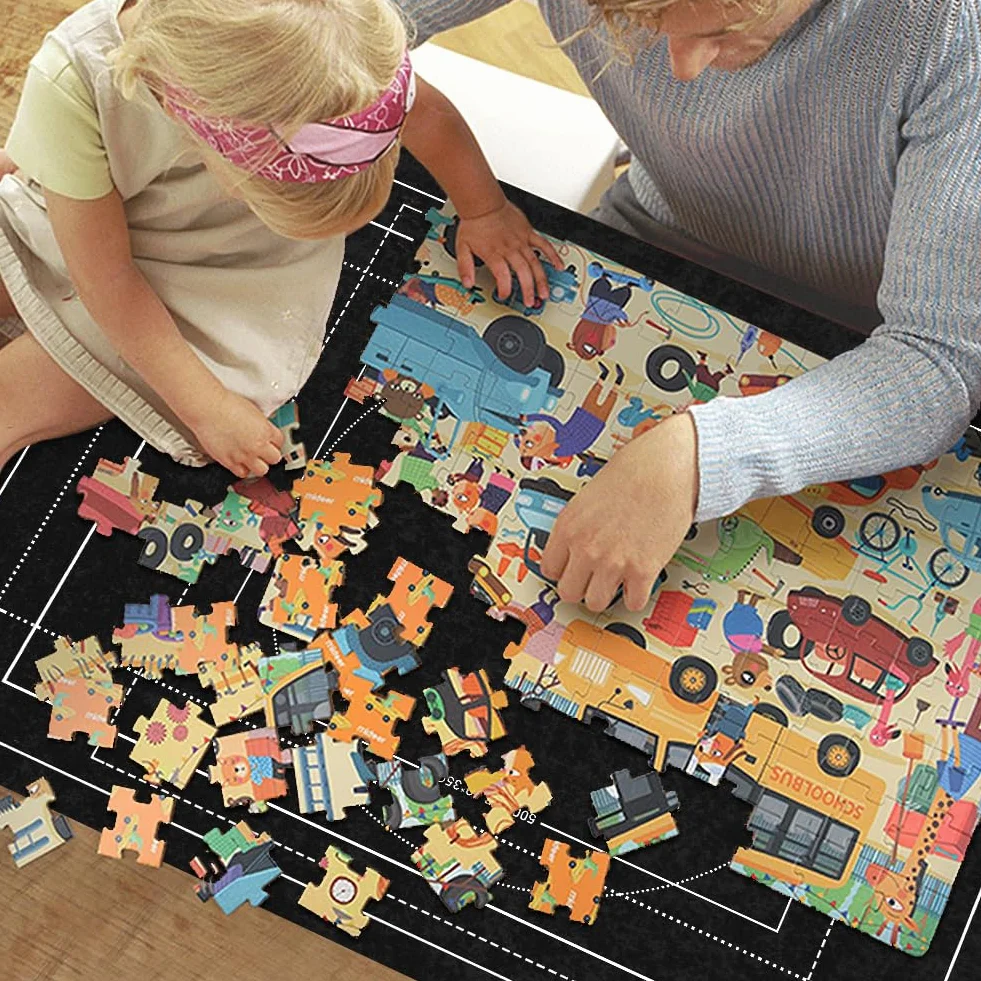 Ainiv Tapete Puzzle, Puzzle Roll Mat con Líneas Auxiliares para hasta 1500 Piezas, Plegable Alfombra Puzzle con Bomba Inflable, Antideslizante Tapete Puzzle para Almacenar Rompecabezas