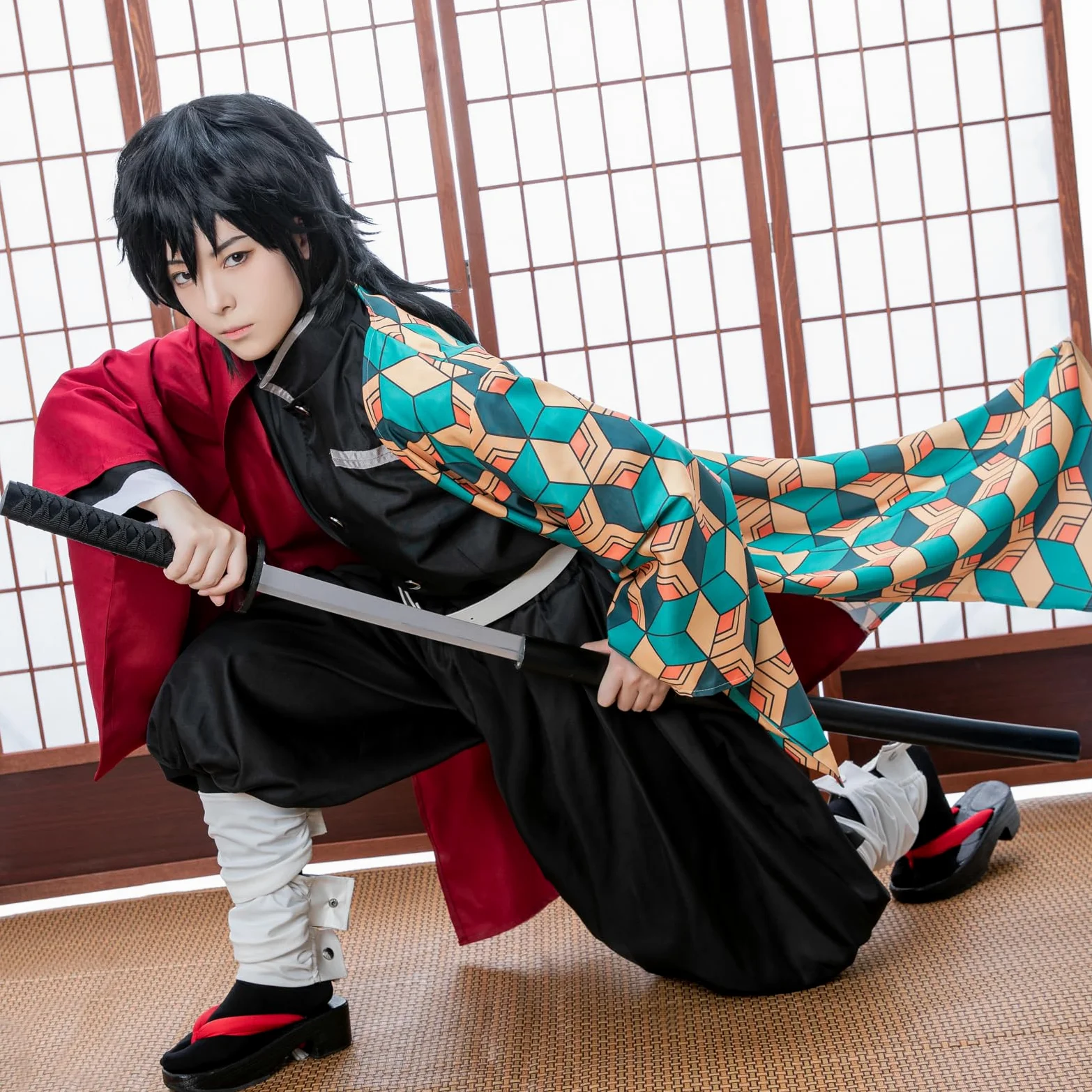 CR ROLECOS Mitsuri Cosplay for Demon Slayer Mitsuri Full Set Tomioka Giyuu Costume Giyuu Anime Outfit for Halloween