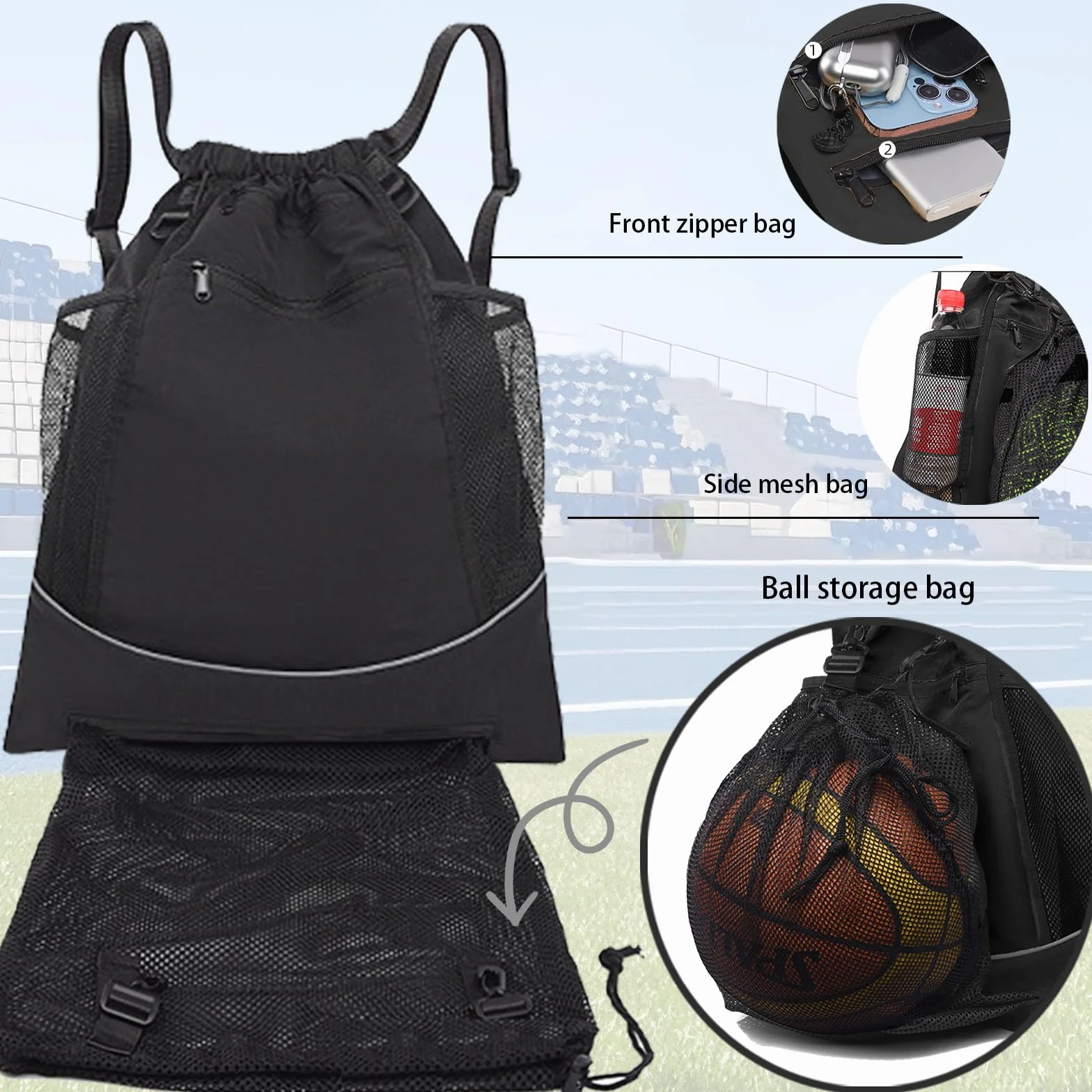 Mochila Deporte Niño, Mochila Deportiva Con Cordón Para Baloncesto, Fútbol, Voleibol
