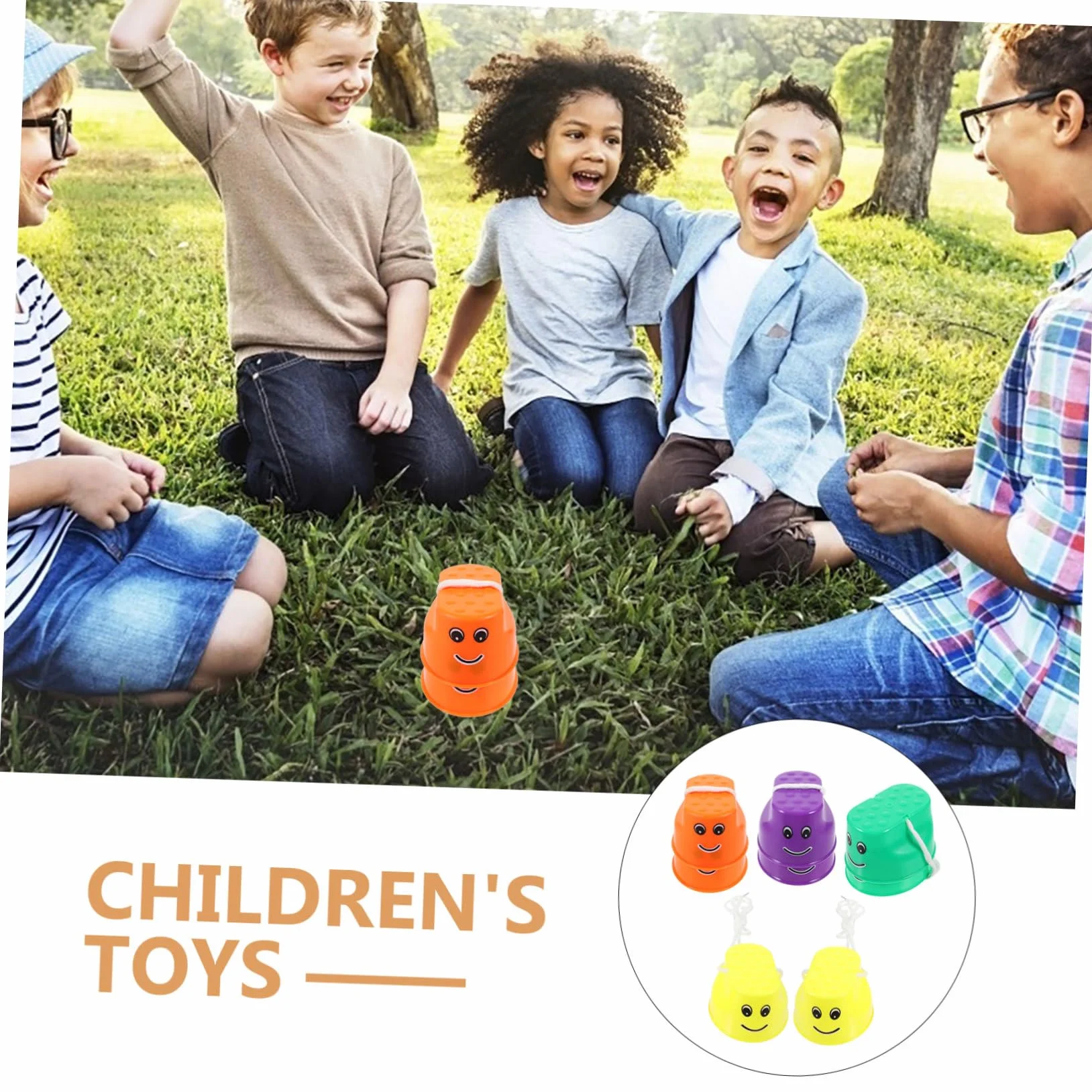 Toyvian 4 Pares de Zancos de Cubo para Niños Diseño Antideslizante de Plástico, Juguetes Divertidos para Desarrollar Habilidades Motoras en Juegos al Aire Libre