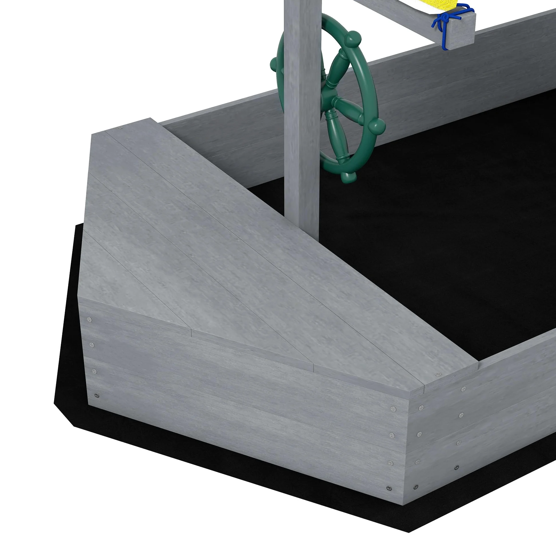 Outsunny Arenero para Niños de Madera Arenero Infantil con Bandera y Timón en Forma de Velero para Patio Jardín 190x90x138 cm GIRS Oscuro