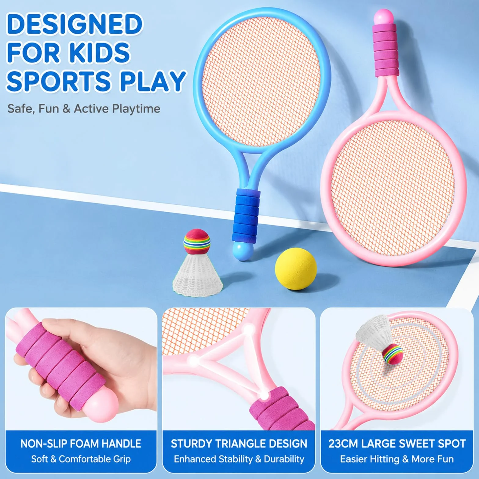 Raqueta Badminton Set 8 Piezas para Niños Ligero con Volantes y Tenis