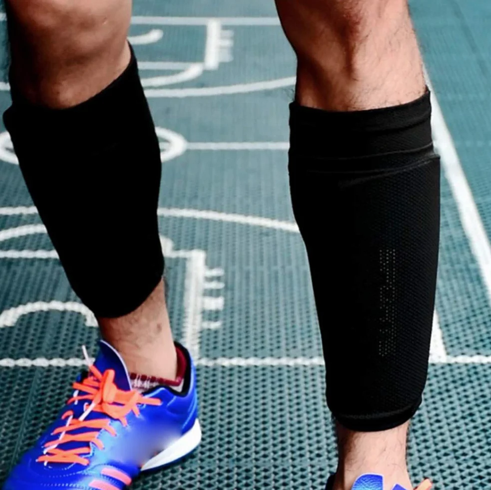 Fútbol Espinilleras Doble Capa Calcetines Manga Soccer Shin Guard Sleeves