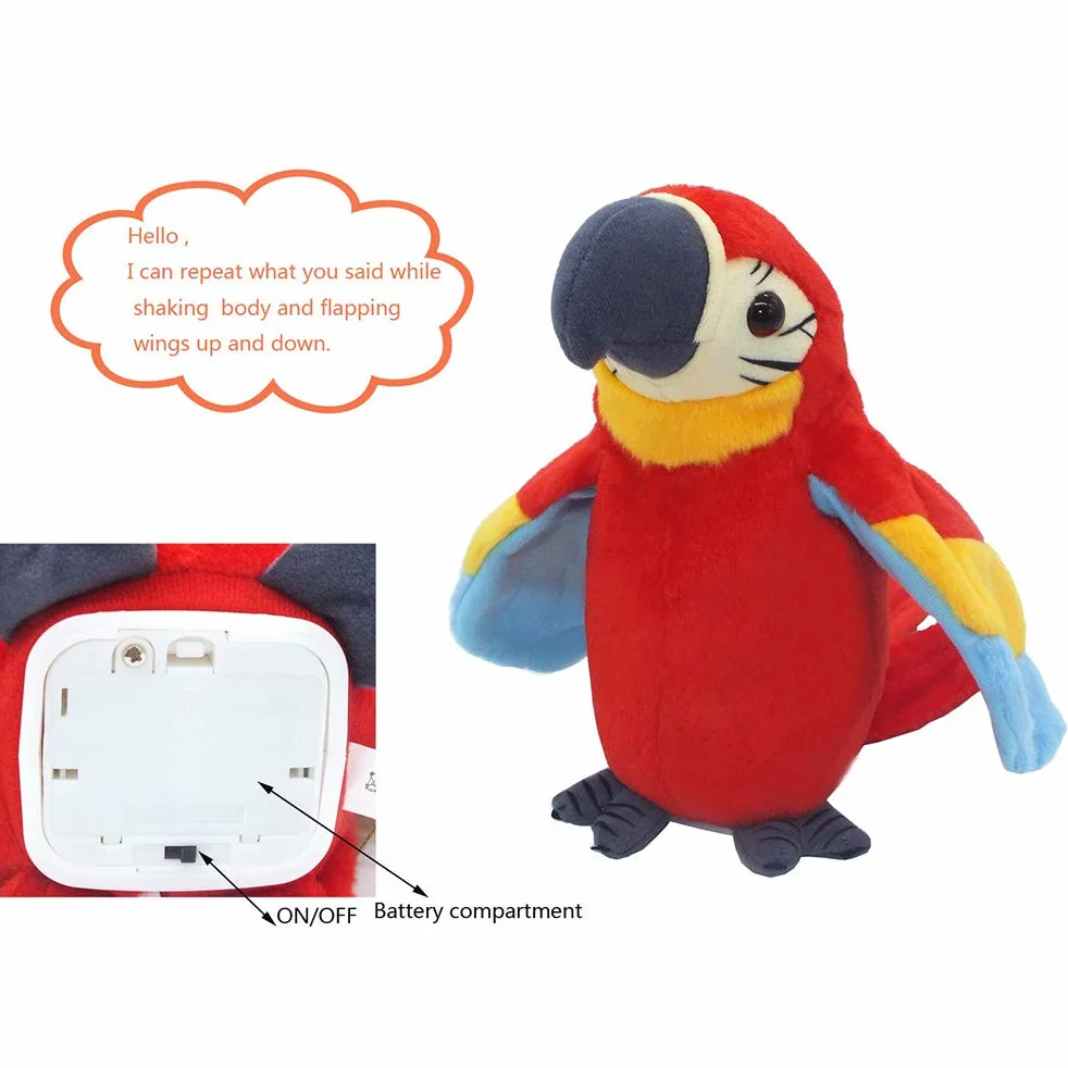 Juguete de peluche eléctrico interactivo que habla con el loro parlante repite lo que dices caminando, juguete de peluche para niños, regalo para fiestas (c)