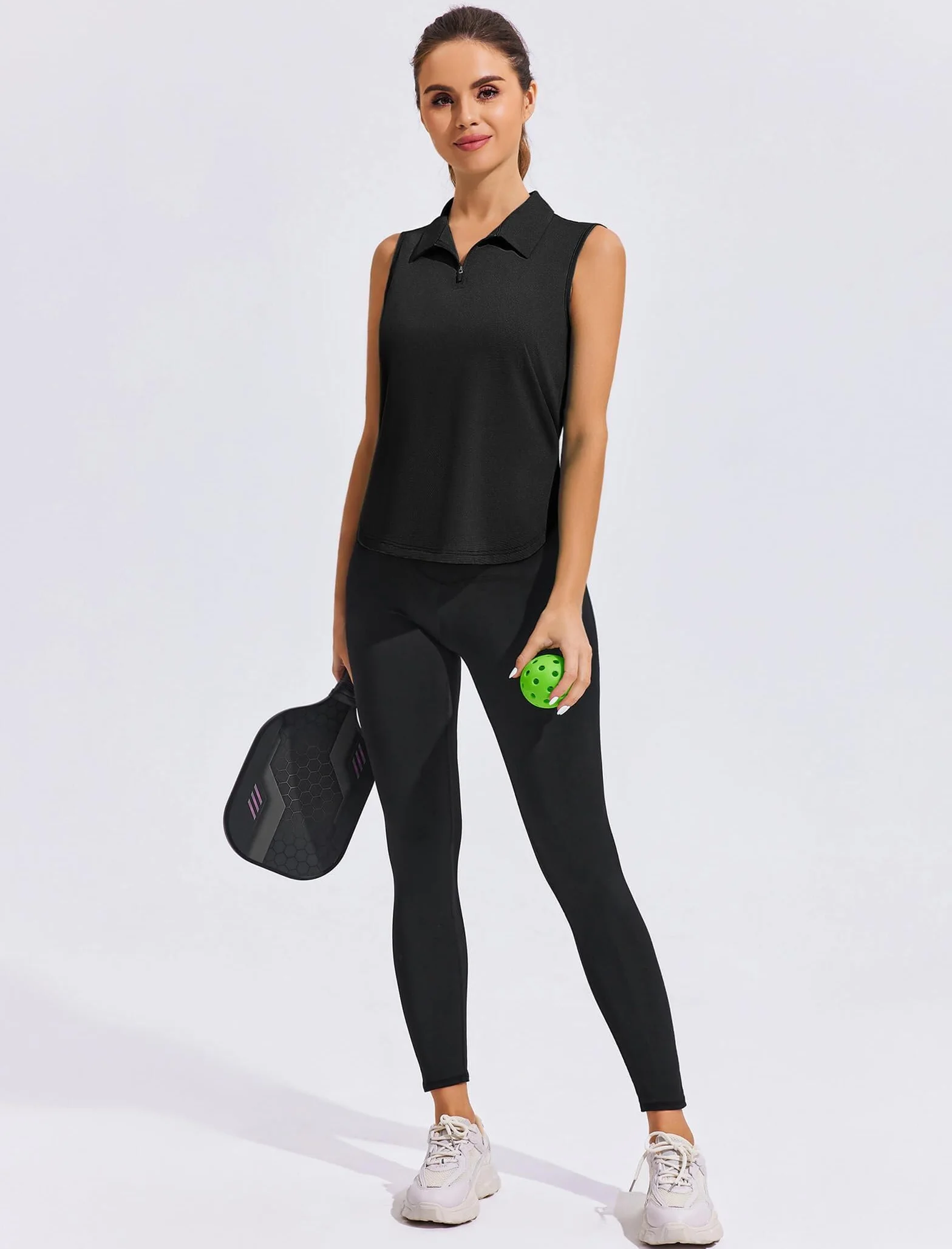 PINSPARK Polo sin Mangas para Mujer, protección UV UPF 50+, Camiseta Deportiva Transpirable para Golf/Tenis