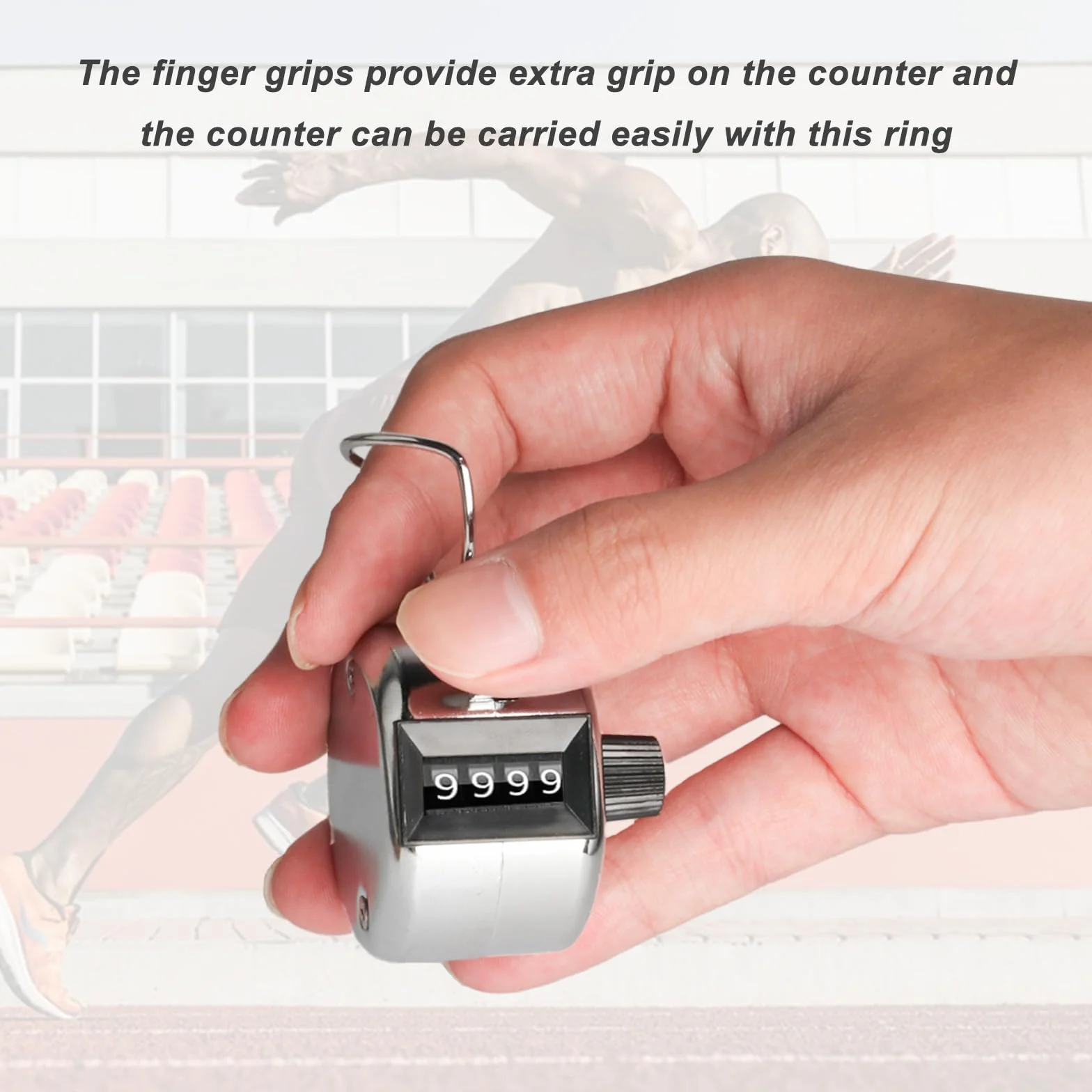 Contador Manual Mecanico 4 Digitos, Contador de Dedos Digital de Metal para Golf Deportes