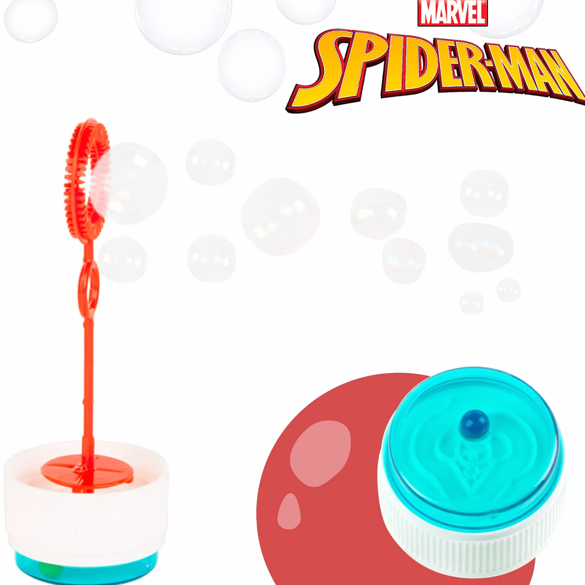 COLORBABY Pack 36 pomperos Spiderman 60 ml, Regalos cumpleaños para niños, decoración Infantil, Juguete Burbujas jabón (22985)