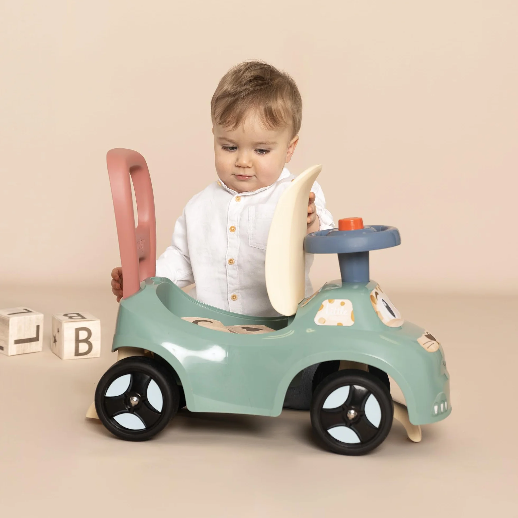 Smoby Little Coche correpasillos - Función Andador - Volante - Caja de Juguetes - A Partir de 10 Meses - Fabricado en Francia