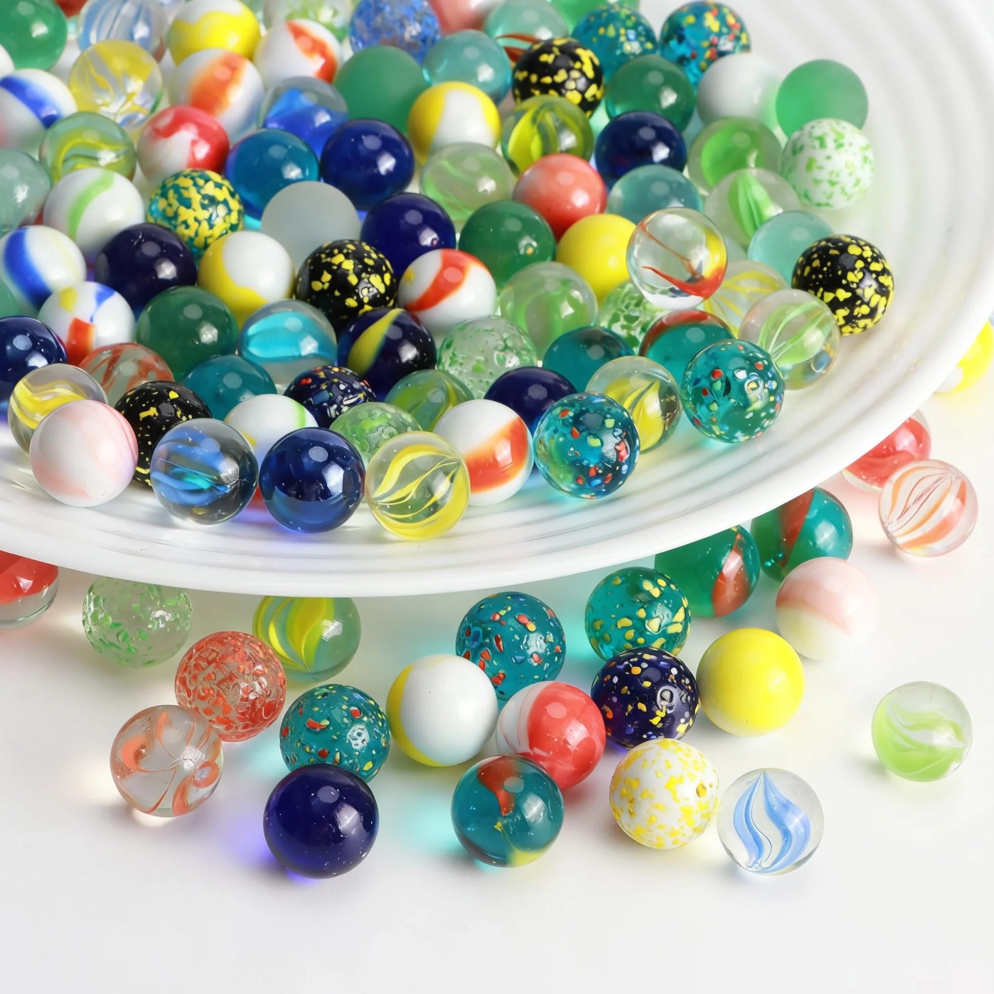 JSMTKJ 100 Canicas de Cristal Pequeñas, Juego de Canicas, pequeñas canicas de Cristal 16 mm Coloridas para Máquina de Juegos, Decoración de Plantas, Pista de Canicas
