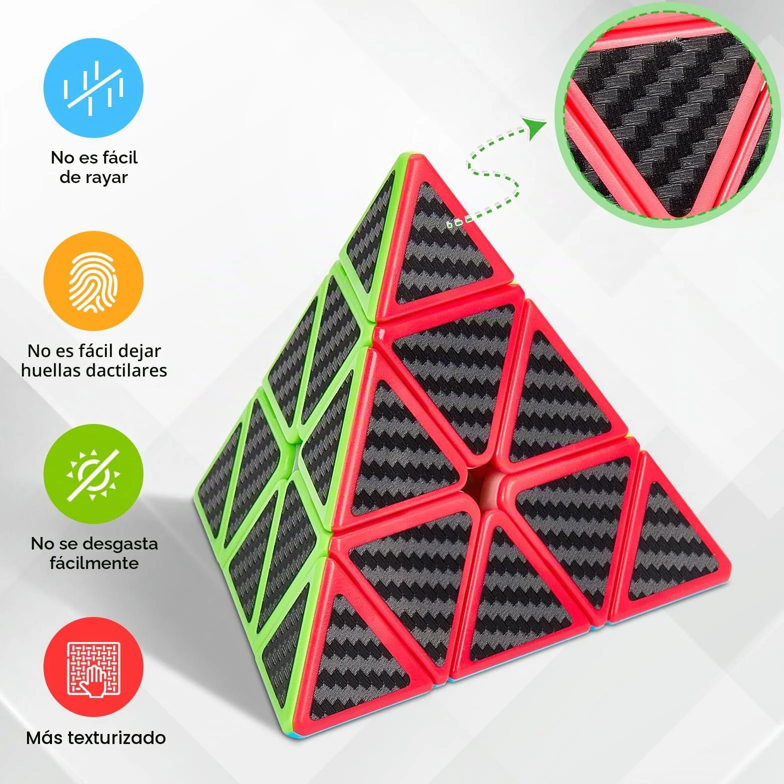 Coolzon Speed Cube Set de Pyraminx + Megaminx + 2x2 + 3x3 + 4x4 Magic Puzzle Cubes 5 Pack Cubo Mágico para Niño Adulto con Adhesivo de Carbono Fibra